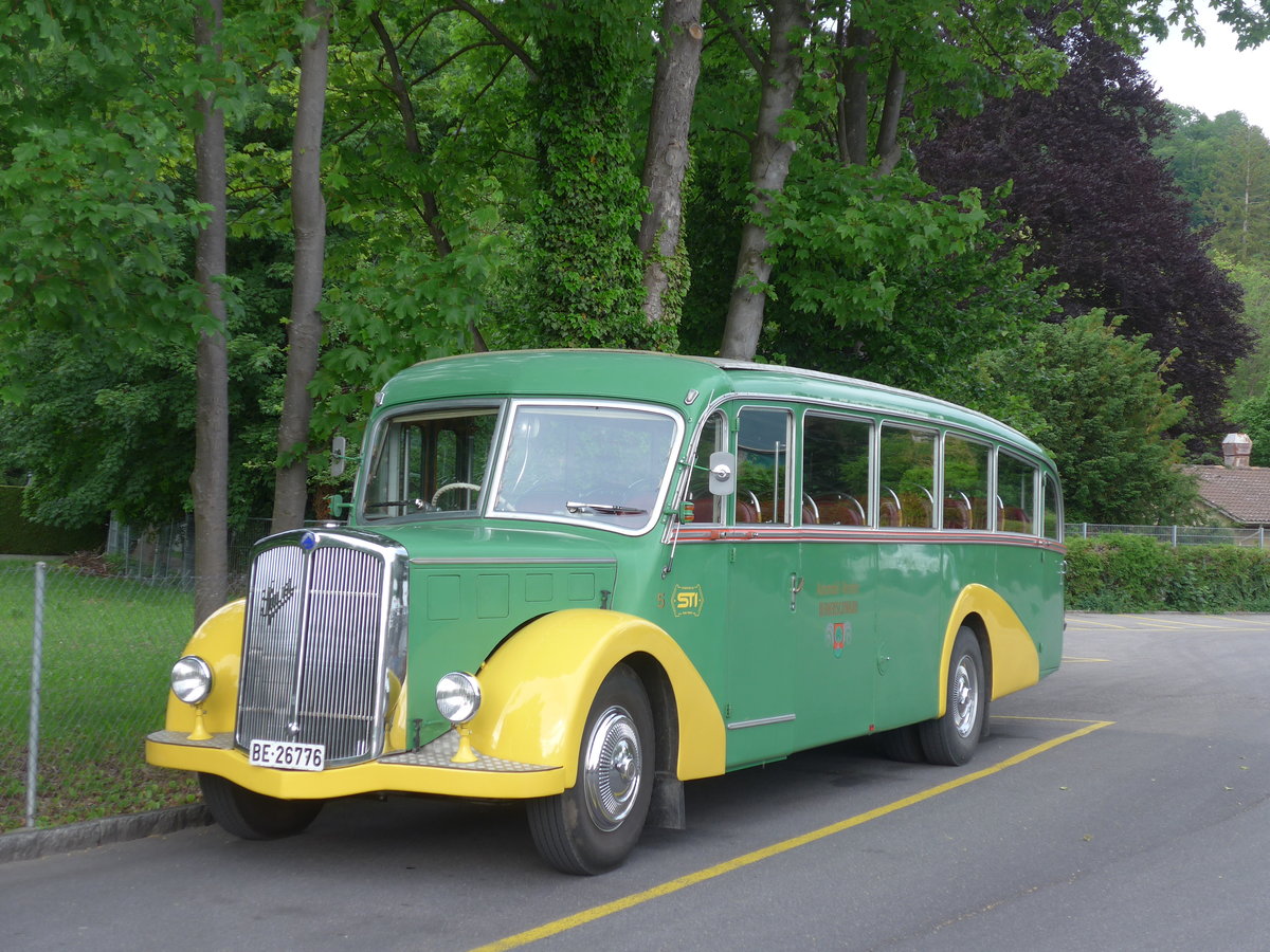 (205'748) - STI Thun - Nr. 15/BE 26'776 - Saurer/Gangloff (ex AvH Heimenschwand Nr. 5) am 5. Juni 2019 bei der Schifflndte Thun