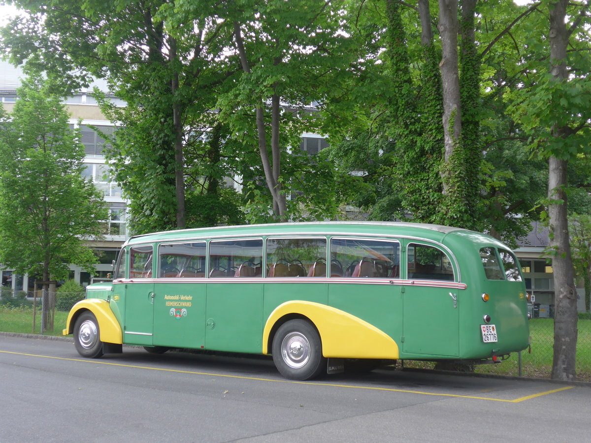 (205'749) - STI Thun - Nr. 15/BE 26'776 - Saurer/Gangloff (ex AvH Heimenschwand Nr. 5) am 5. Juni 2019 bei der Schifflndte Thun