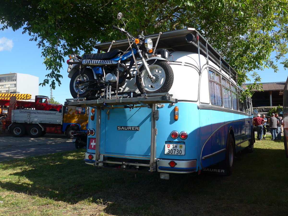 (205'815) - Bolliger, Stetten - SH 30'730 - Saurer/R&J (ex Solr+Fontana, Ilanz Nr. 8) am 8. Juni 2019 in Thayngen, Saurertreffen