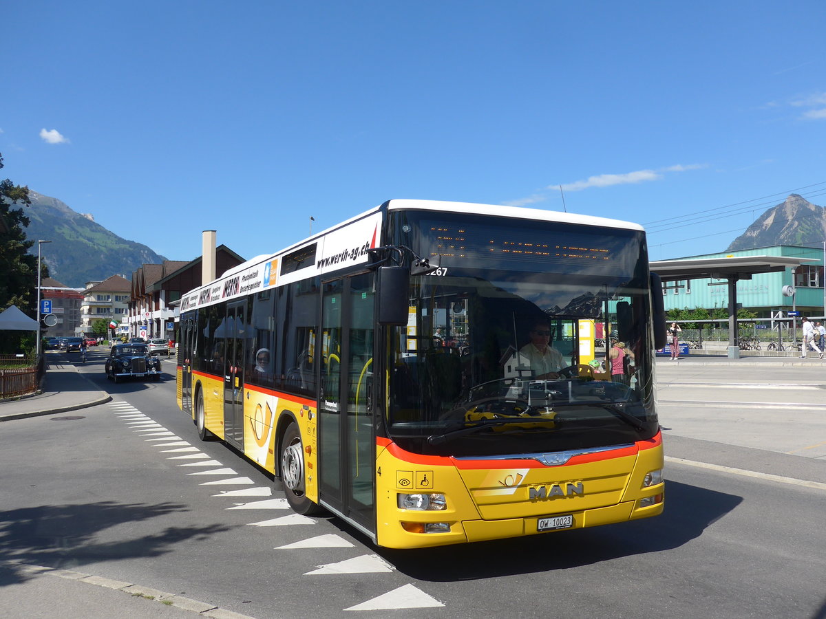 (206'118) - PostAuto Zentralschweiz - Nr. 4/OW 10'023 - MAN (ex Dillier, Sarnen Nr. 4) am 8. Juni 2019 beim Bahnhof Sarnen