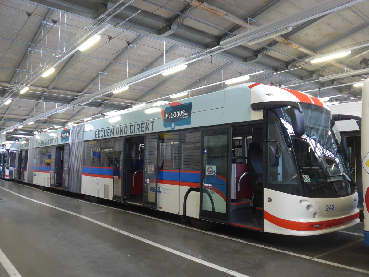 (206'510) - VBL Luzern - Nr. 242 - Hess/Hess Doppelgelenktrolleybus am 22. Juni 2019 in Luzern, Depot