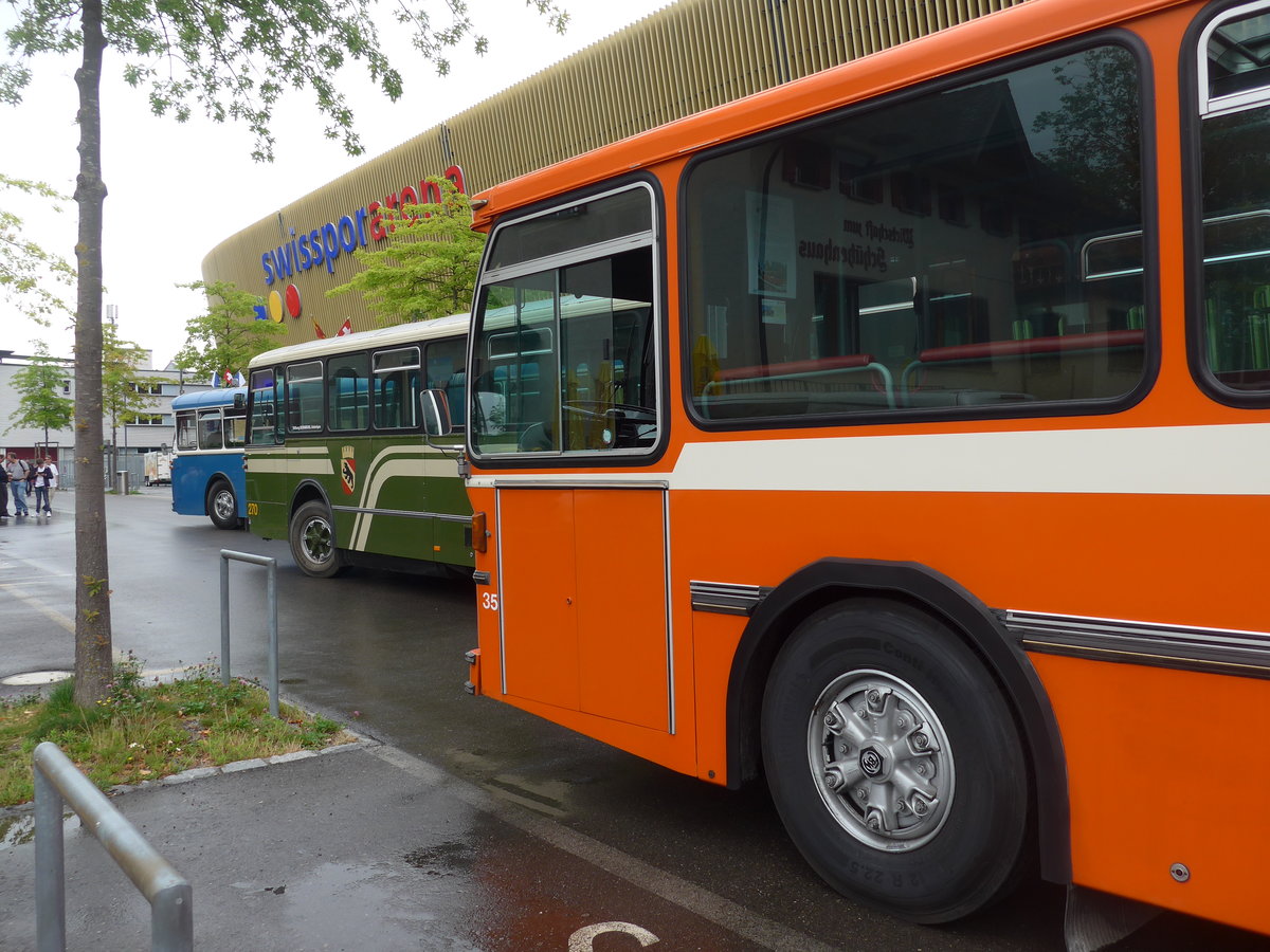 (206'567) - VBZ Zrich (TMZ) - Nr. 540/ZH 315'491 - Saurer/Saurer (ex Nr. 7540; ex Nr. 540) + SVB Bern (Bernmobil historique) - Nr. 270/BE 113'270 - FBW/SWS-Gangloff + ZVB Zug (RWB) - Nr. 35/ZH 797'215 - FBW/Hess am 22. Juni 2019 in Luzern, Allmend (Teilaufnahme)