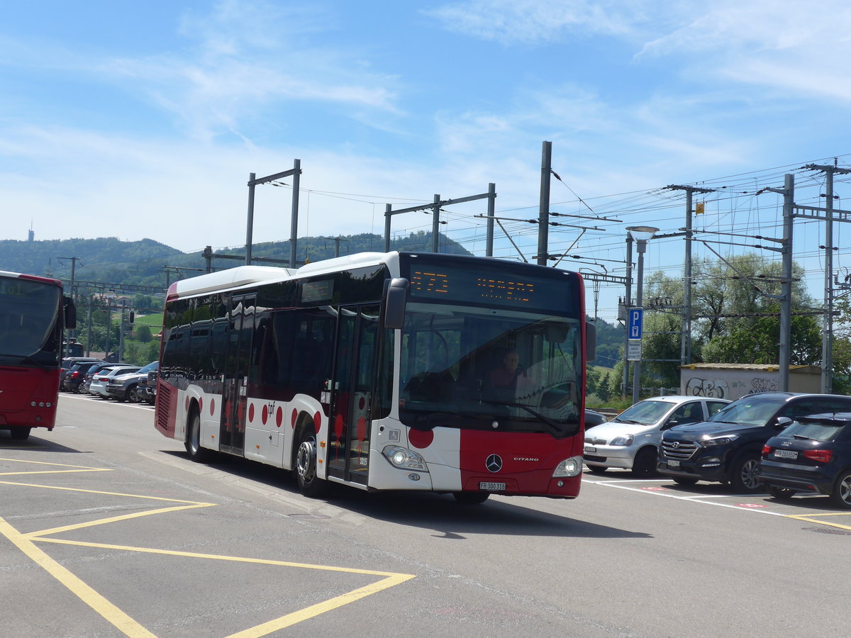 (206'800) - TPF Fribourg - Nr. 1015/FR 300'318 - Mercedes am 24. Juni 2019 beim Bahnhof Palzieux