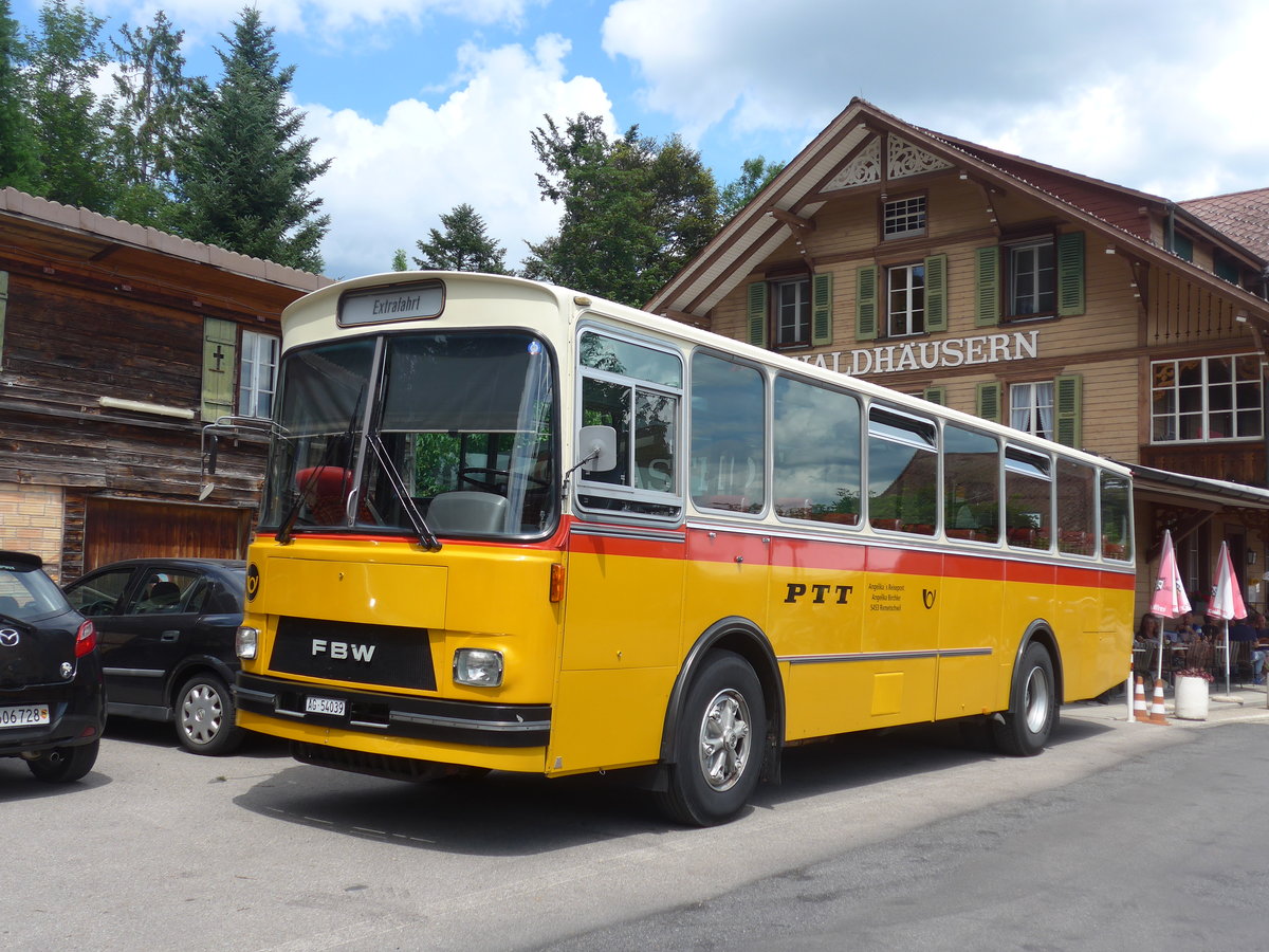 (207'515) - Birchler, Remetschwil - AG 54'039 - FBW/Tscher (ex Gerber, Winkel; ex Eggenberger, Mriken; ex Tanner, Bubendorf; ex P 24'803) am 7. Juli 2019 in Waldhusern, Kurhaus