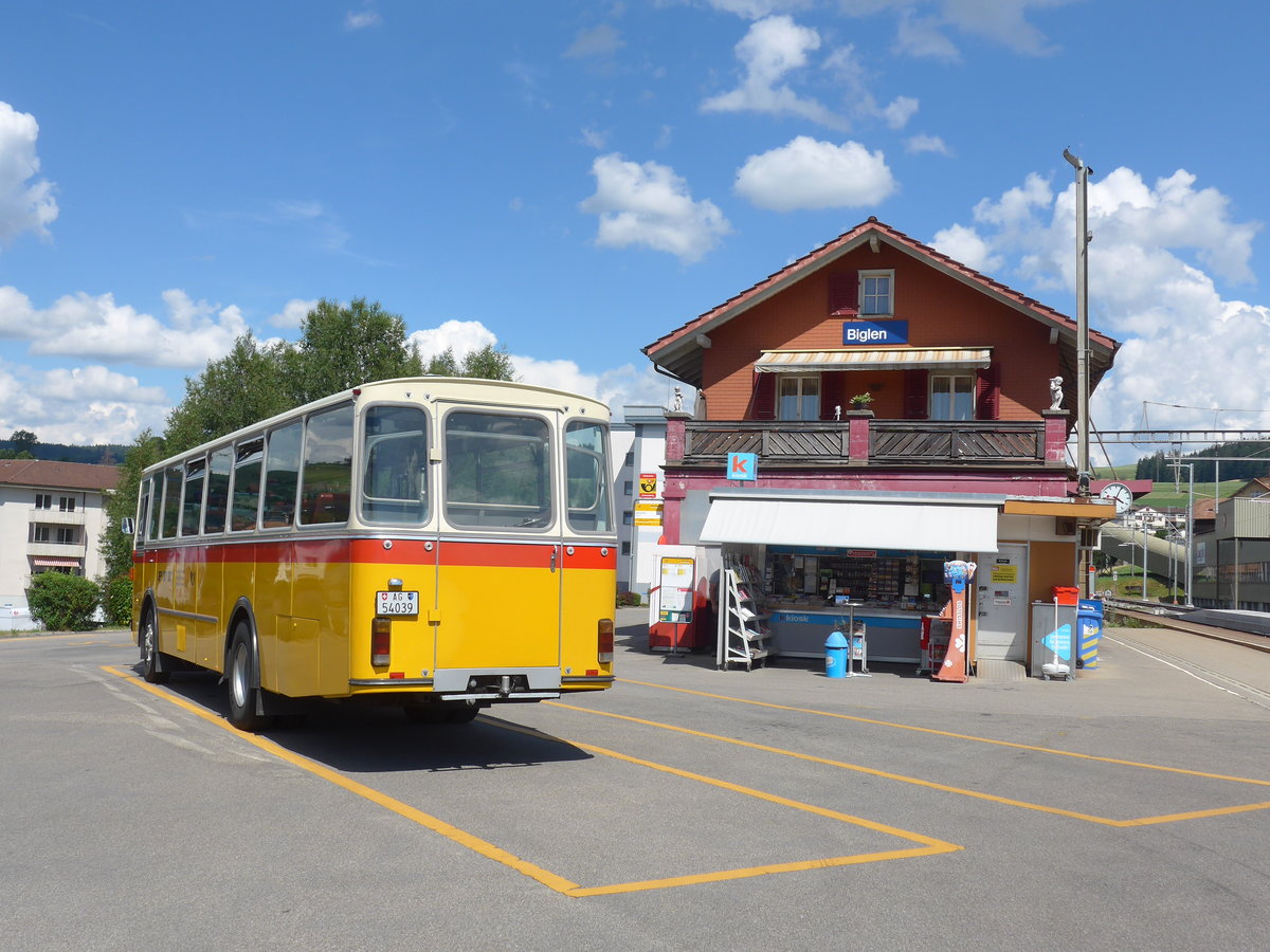 (207'530) - Birchler, Remetschwil - AG 54'039 - FBW/Tscher (ex Gerber, Winkel; ex Eggenberger, Mriken; ex Tanner, Bubendorf; ex P 24'803) am 7. Juli 2019 beim Bahnhof Biglen