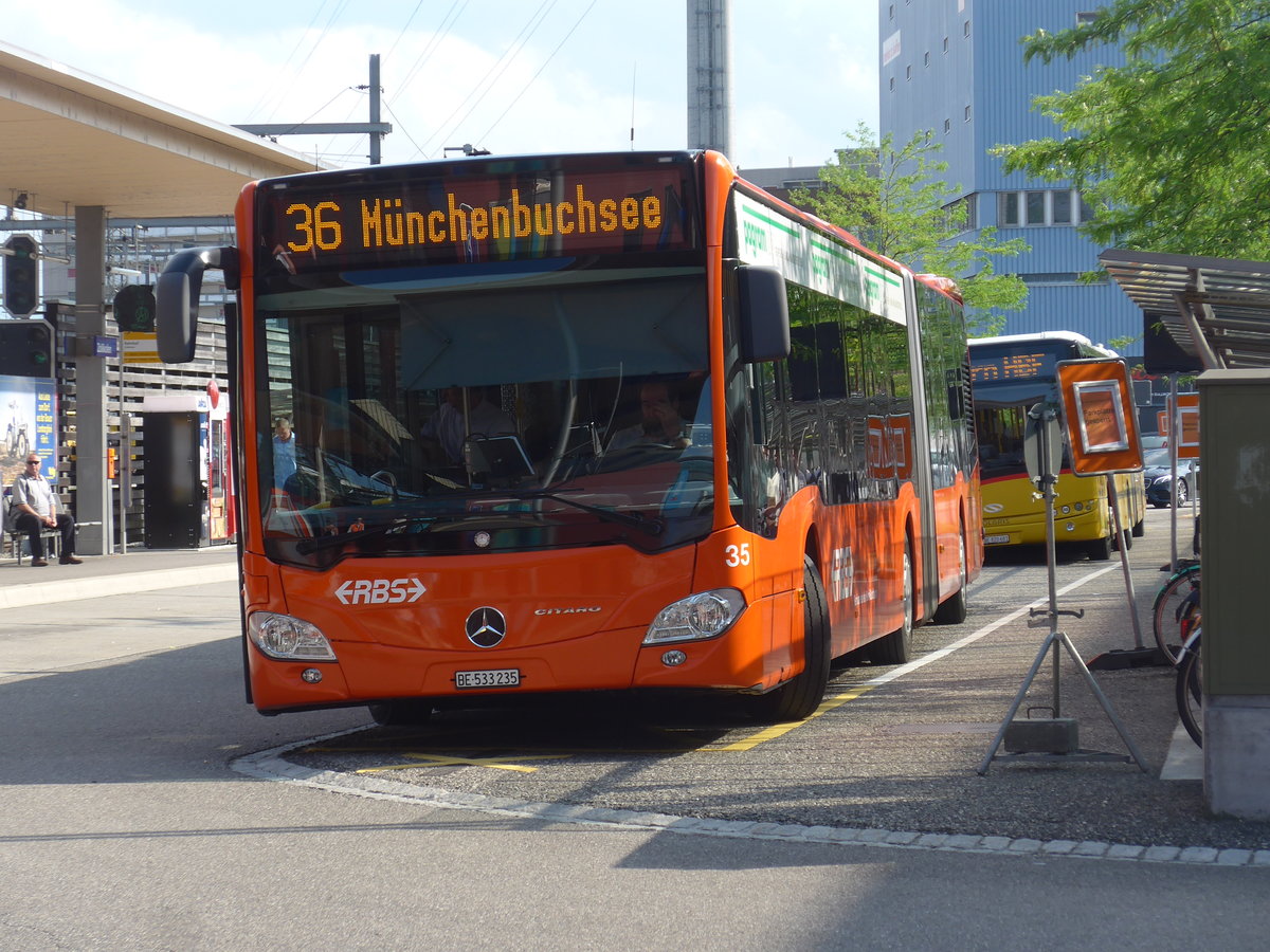 (207'632) - RBS Worblaufen - Nr. 35/BE 533'235 - Mercedes am 8. Juli 2019 beim Bahnhof Zollikofen