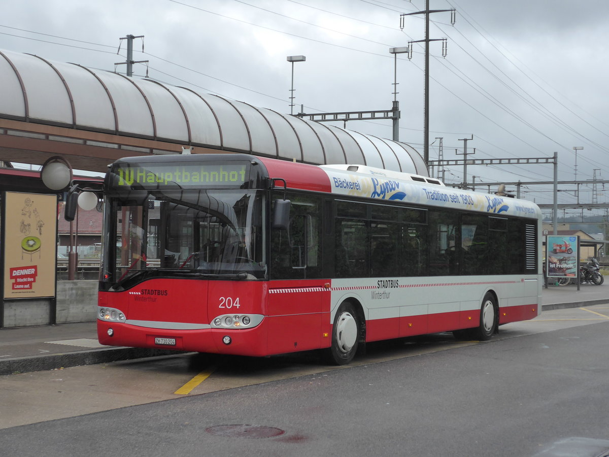 (208'181) - SW Winterthur - Nr. 204/ZH 730'204 - Solaris am 28. Juli 2019 beim Bahnhof Oberwinterthur