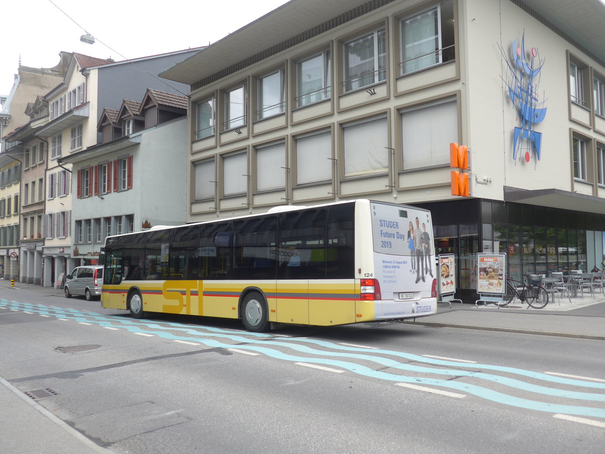 (208'194) - STI Thun - Nr. 124/BE 700'124 - MAN am 29. Juli 2019 in Thun, Marktgasse