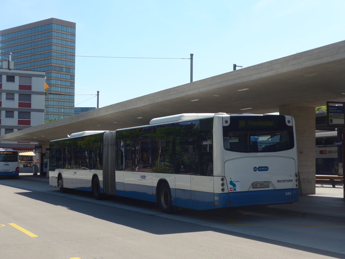 (208'247) - VBZ Zrich - Nr. 541/ZH 730'541 - Neoplan am 1. August 2019 beim Bahnhof Zrich-Oerlikon