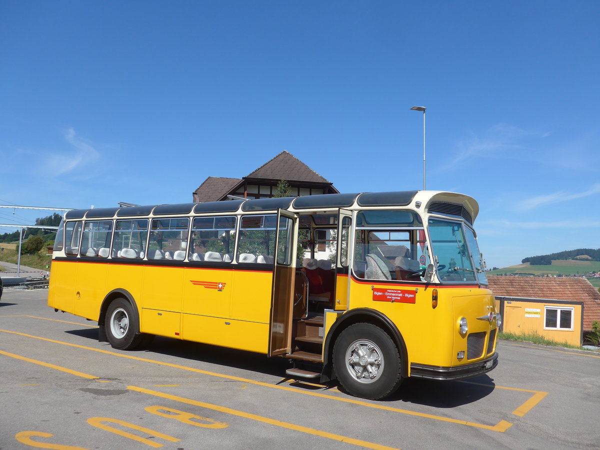 (208'412) - Ott, Ortschwaben - BE 408'850 - FBW/FHS (ex Nef, Hemberg; ex Mathis, Chur; ex P 24'163) am 4. August 2019 beim Bahnhof Biglen