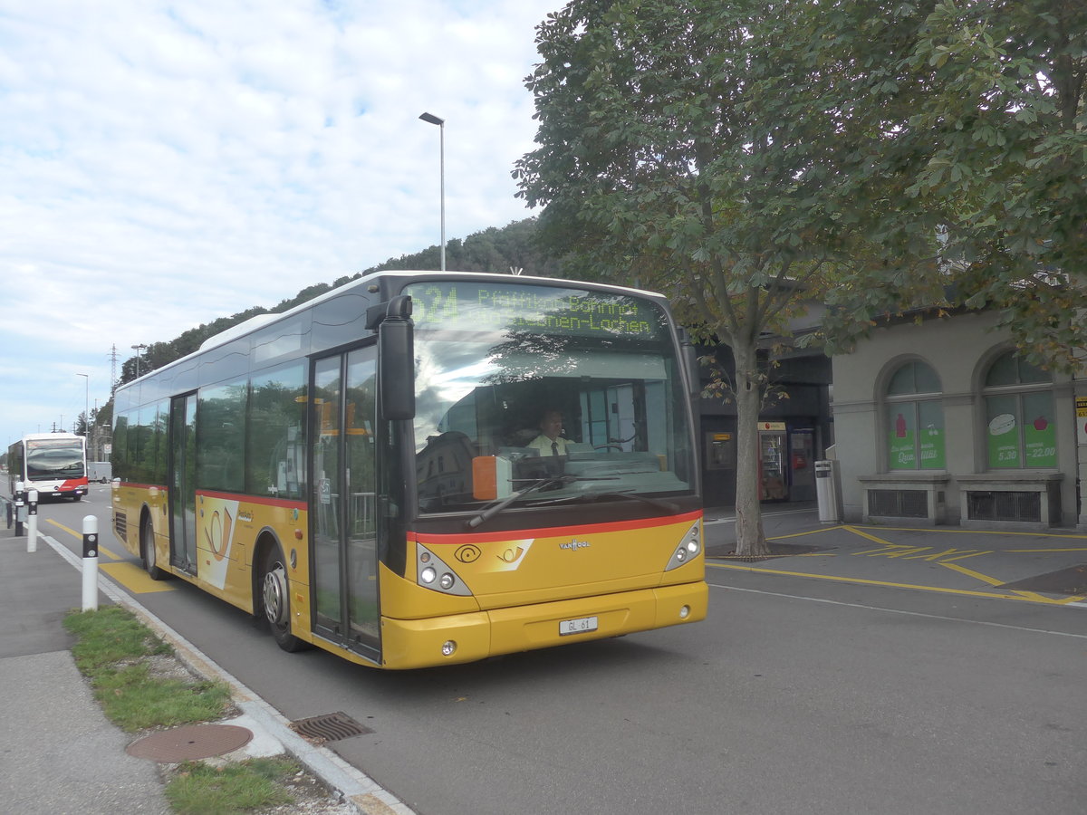 (208'759) - Niederer, Filzbach - GL 61 - Van Hool (ex Casutt, Gossau) am 17. August 2019 beim Bahnhof Ziegelbrcke