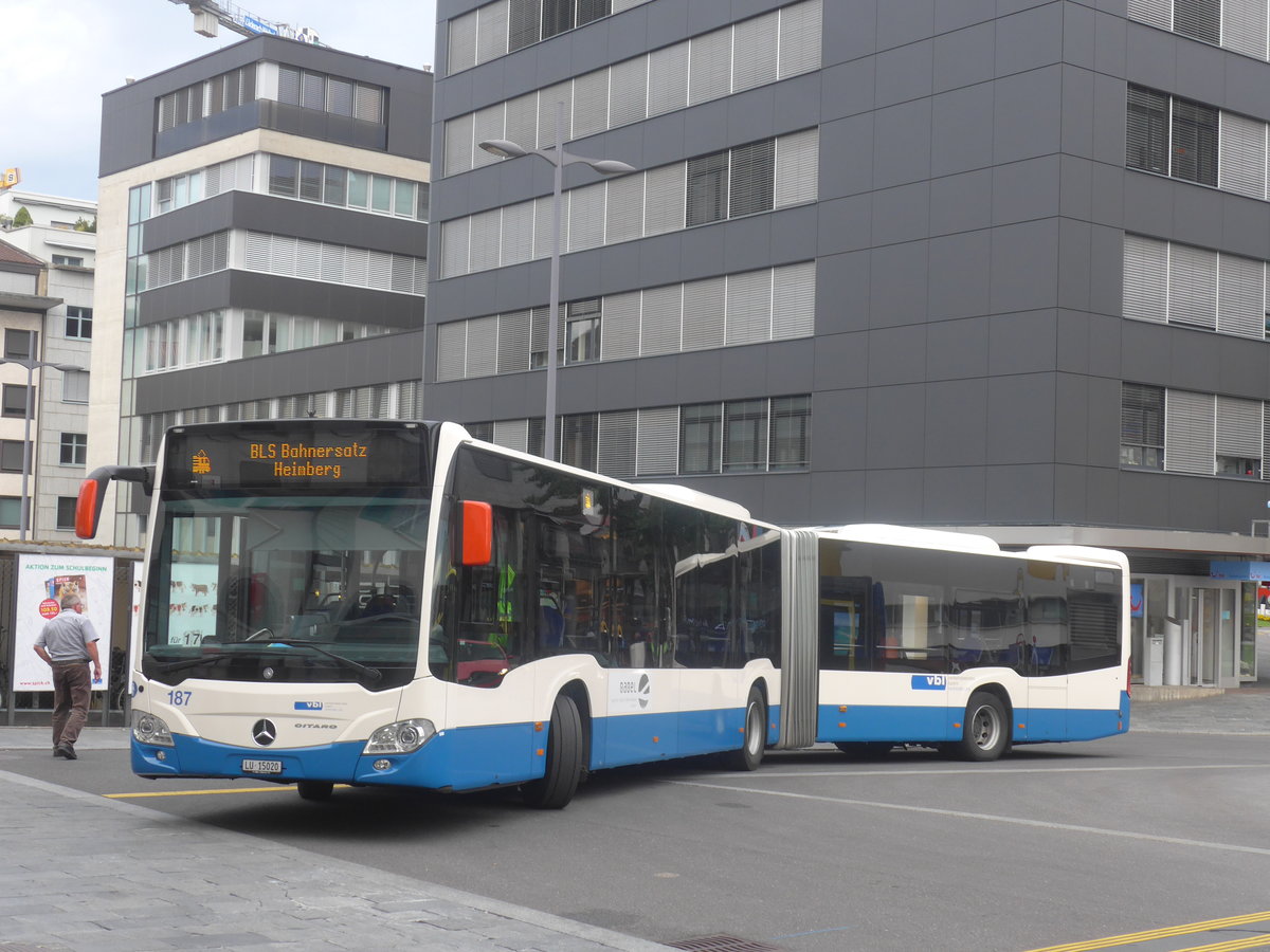 (208'956) - VBL Luzern - Nr. 187/LU 15'020 - Mercedes am 17. August 2019 beim Bahnhof Thun