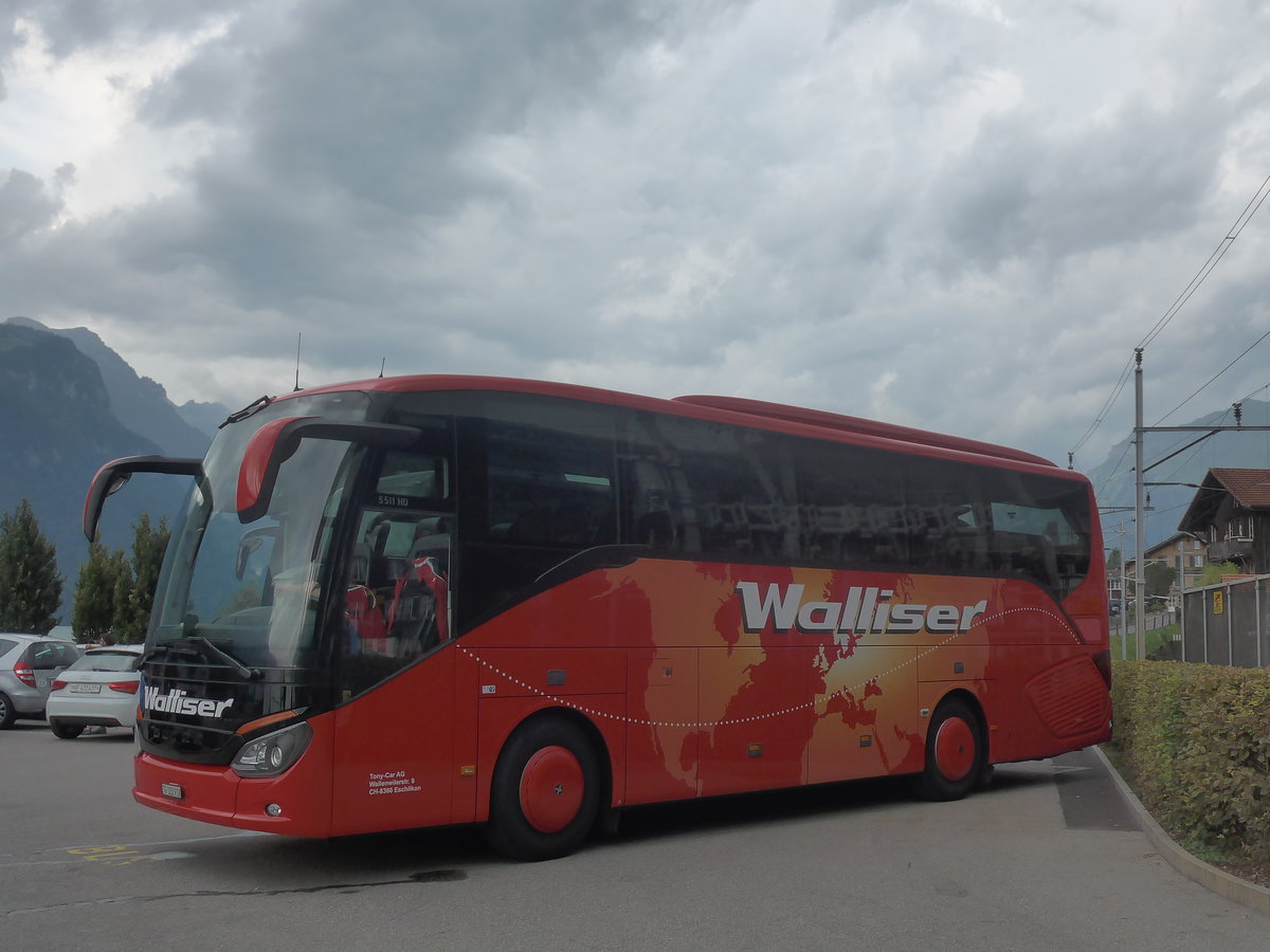 (209'164) - Walliser, Eschlikon - TG 122'918 - Setra am 31. August 2019 beim Bahnhof Brienz