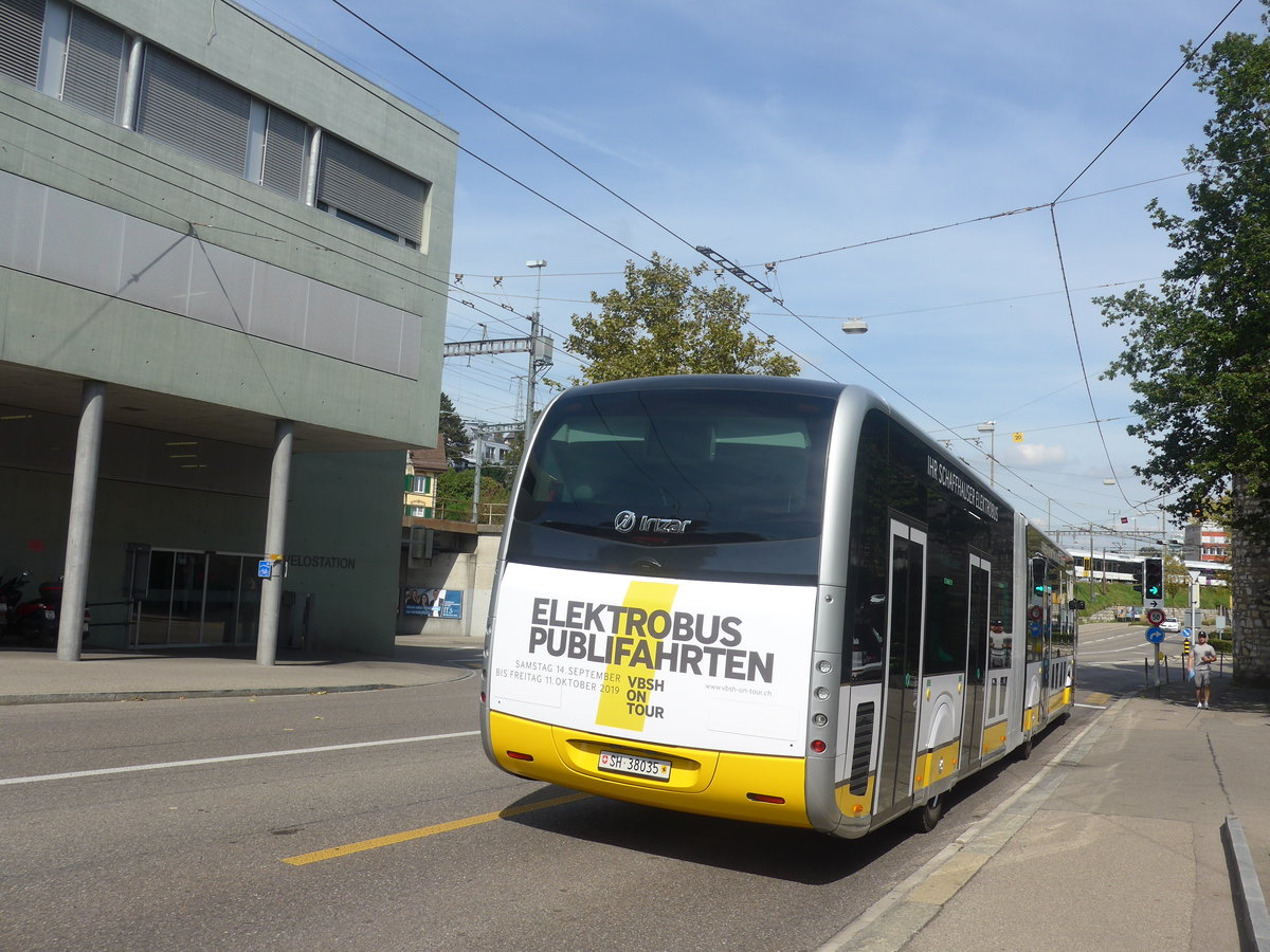 (209'625) - VBSH Schaffhausen - Nr. 35/SH 38'035 - Irizar (Probefahrzeug) am 14. September 2019 beim Bahnhof Schaffhausen