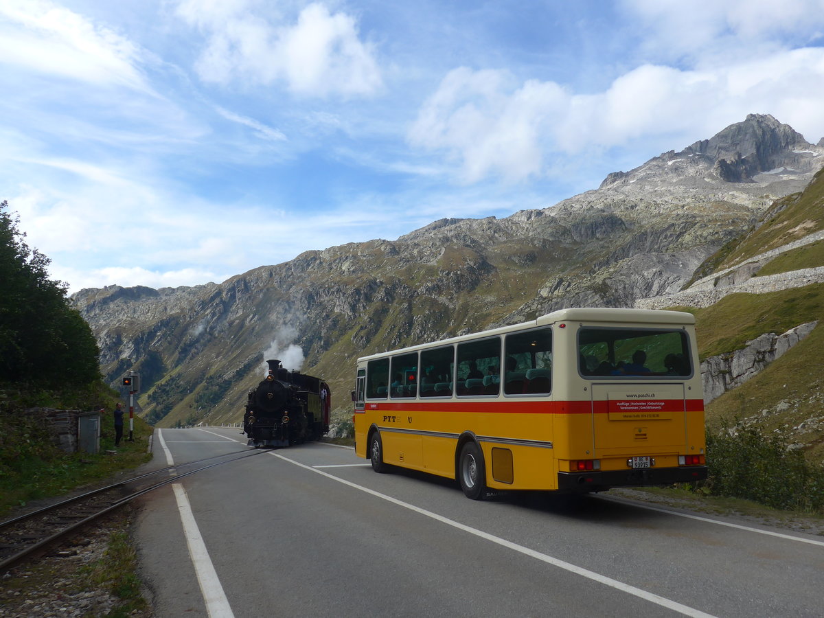 (209'788) - Kolb, Grasswil - Nr. 3/BE 93'915 - Saurer/R&J (ex Schmocker, Stechelberg Nr. 3; ex Schmocker, Stechelberg Nr. 1; ex Gertsch, Stechelberg Nr. 1) am 22. September 2019 bei Oberwald