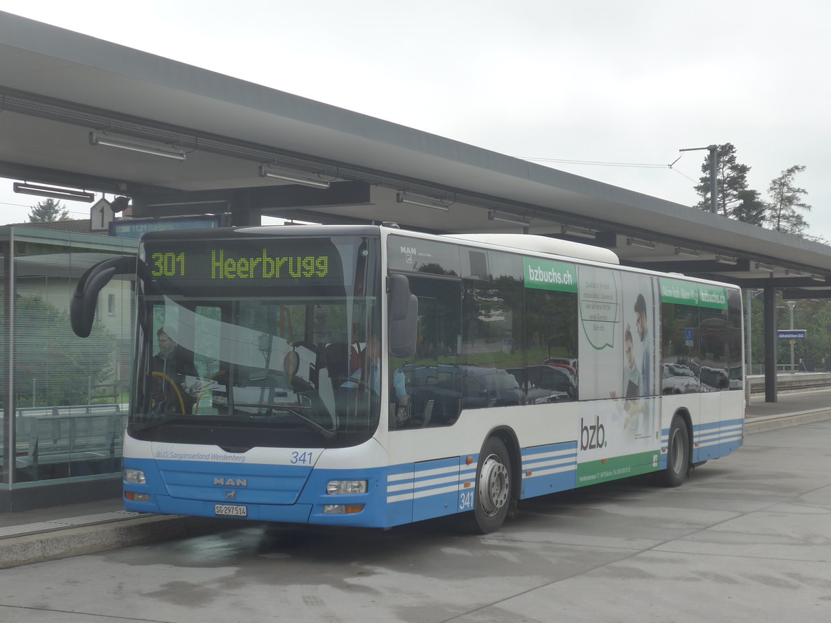 (209'966) - BSW Sargans - Nr. 341/SG 297'514 - Mercedes am 6. Oktober 2019 beim Bahnhof Altsttten