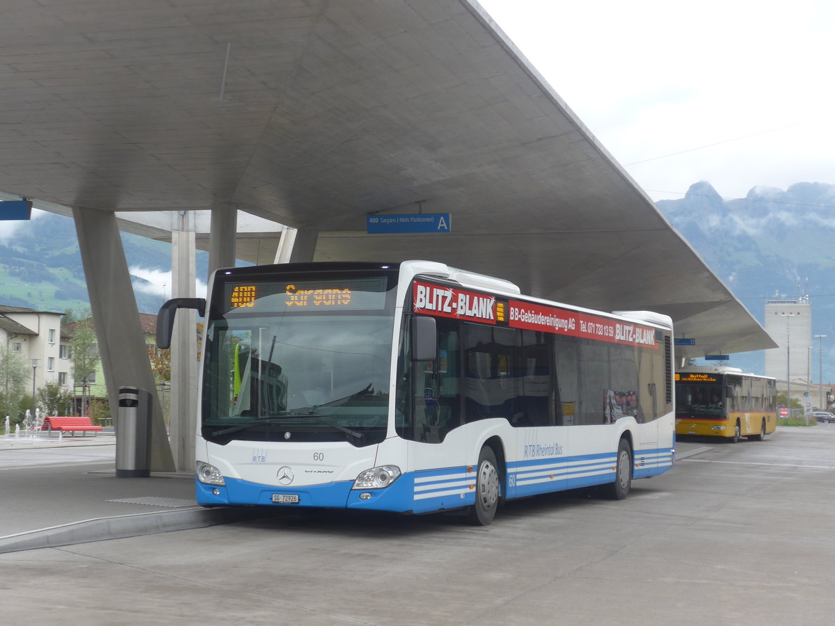 (209'981) - RTB Altsttten - Nr. 60/SG 72'926 - Mercedes am 6. Oktober 2019 beim Bahnhof Buchs