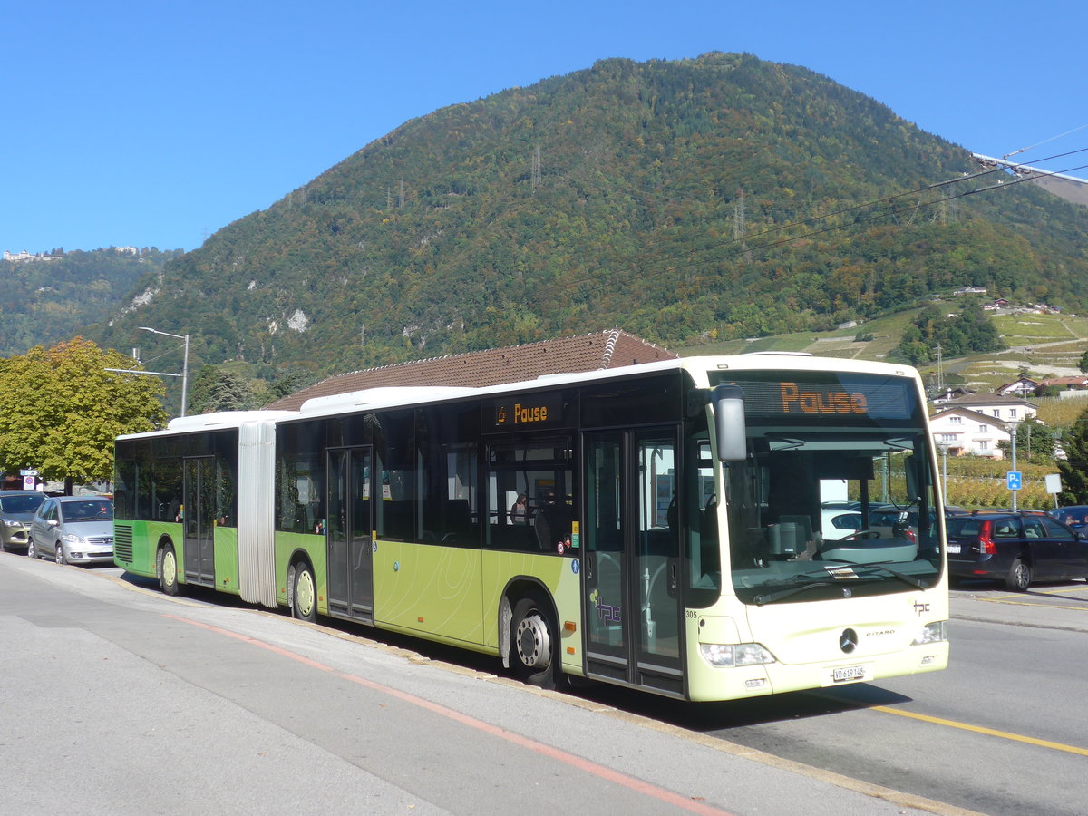 (210'333) - TPC Aigle - Nr. 305/VD 619'148 - Mercedes (ex Hrmann&Shne, D-Hamburg) am 14. Oktober 2019 beim Bahnhof Villeneuve