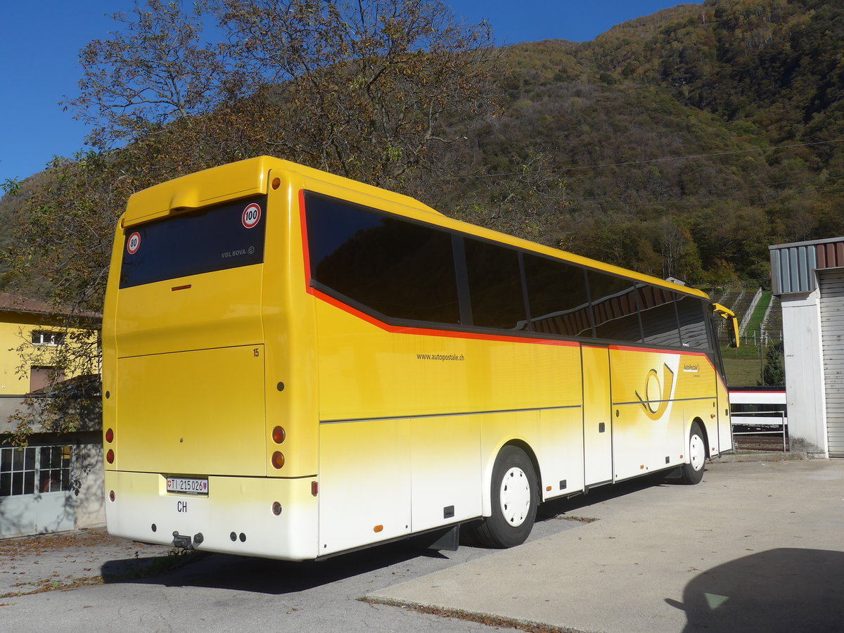 (210'585) - ATV, Rivera - Nr. 15/TI 215'026 - Bova (ex AutoPostale Ticino; ex PostAuto Bern) am 26. Oktober 2019 in Rivera, Garage