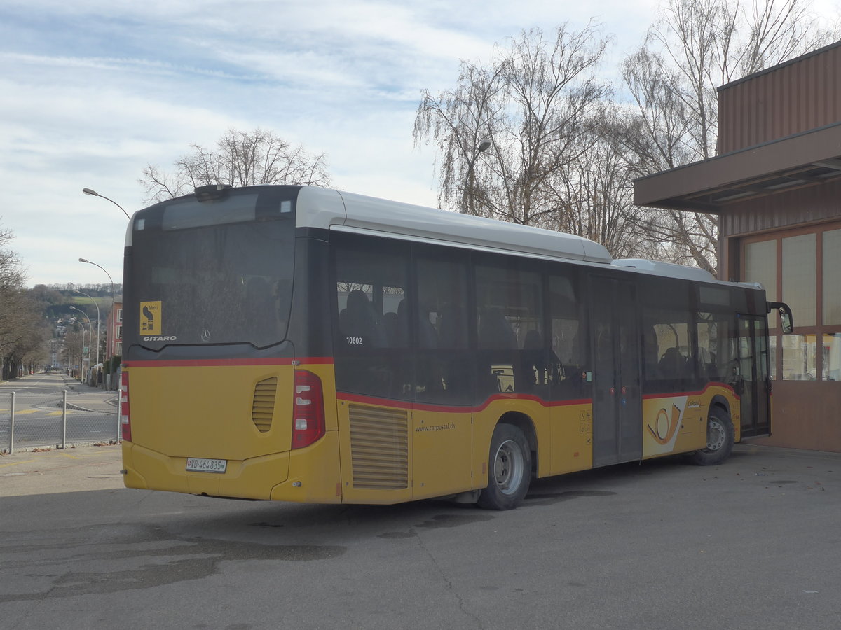 (212'768) - CarPostal Ouest - VD 464'835 - Mercedes am 8. Dezember 2019 in Yverdon, Garage