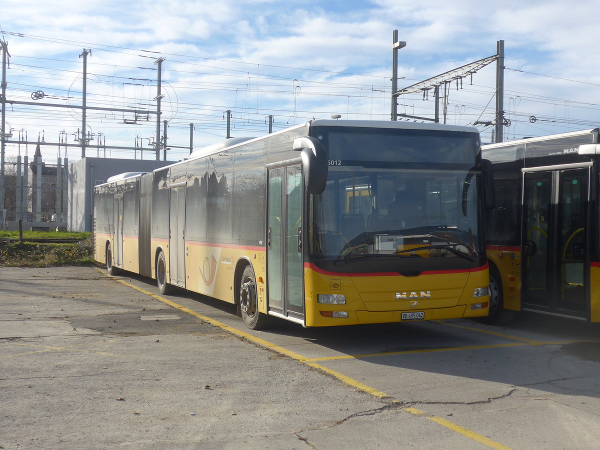 (212'777) - CarPostal Ouest - VD 495'042 - MAN am 8. Dezember 2019 in Yverdon, Garage