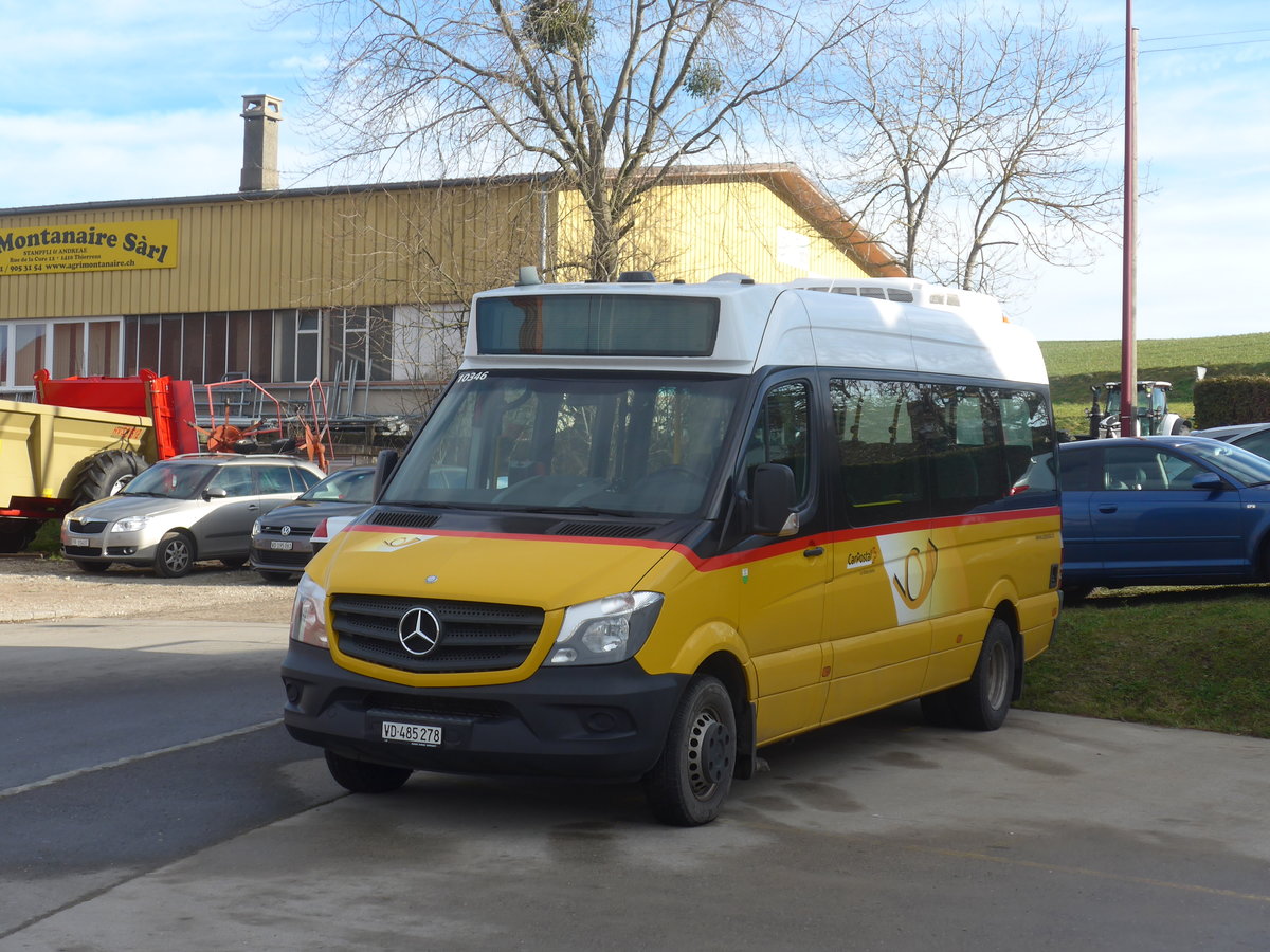 (212'793) - CarPostal Ouest - VD 485'278 - Mercedes am 8. Dezember 2019 in Thierrens, Garage