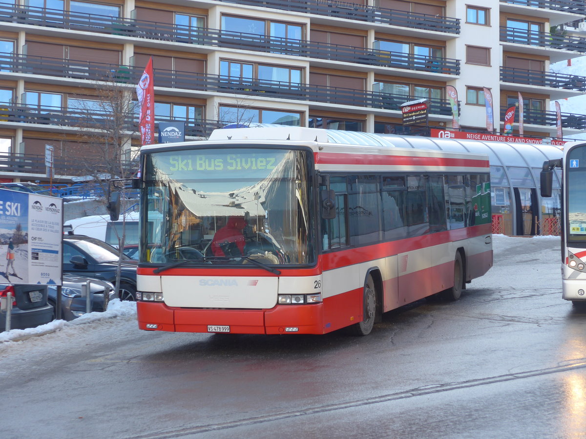 (213'338) - Lathion, Sion - Nr. 26/VS 478'999 - Scania/Hess (ex AAGS Schwyz Nr. 12) am 4. Januar 2020 in Haute-Nendaz, Tlcabine