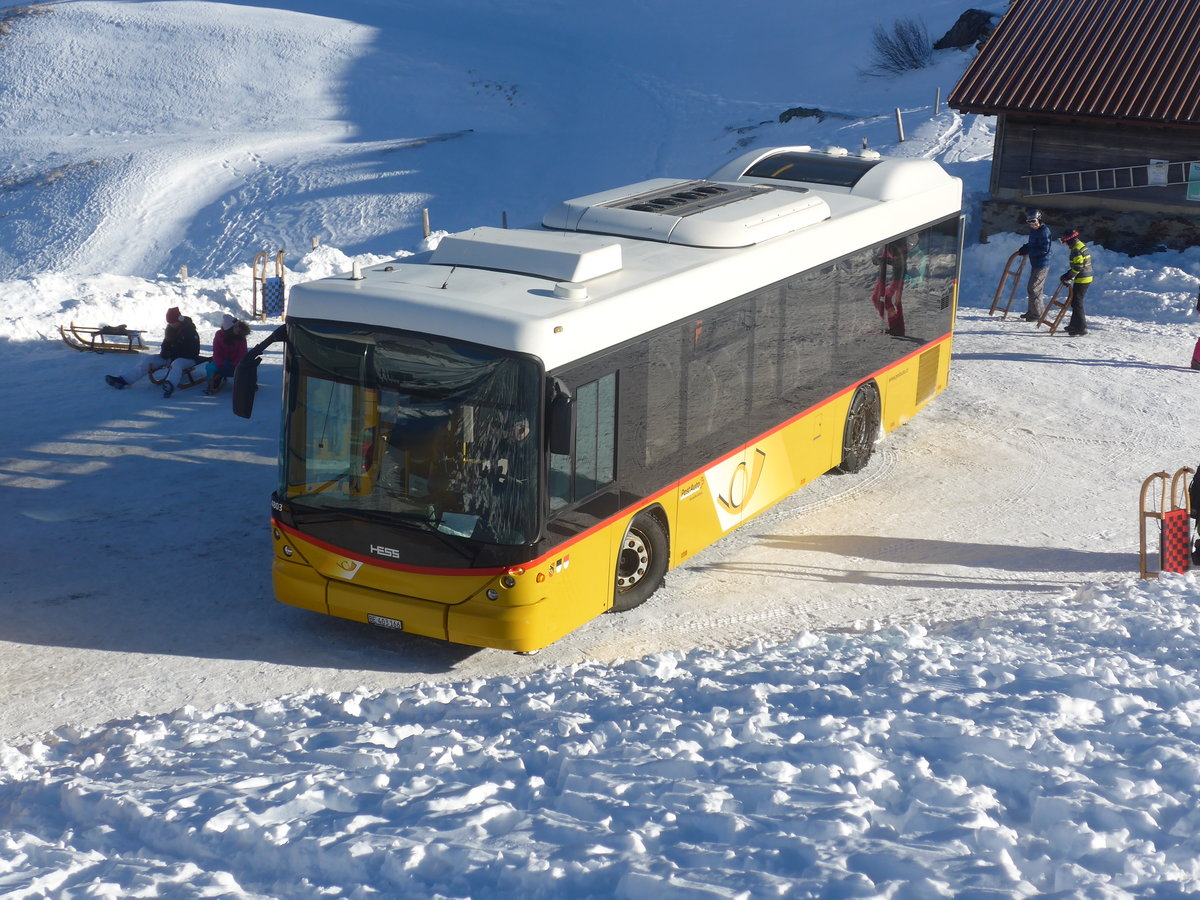 (213'418) - PostAuto Bern - BE 403'166 - Scania/Hess (ex AVG Meiringen Nr. 66; ex Steiner, Messen) am 5. Januar 2020 auf der Grossen Scheidegg