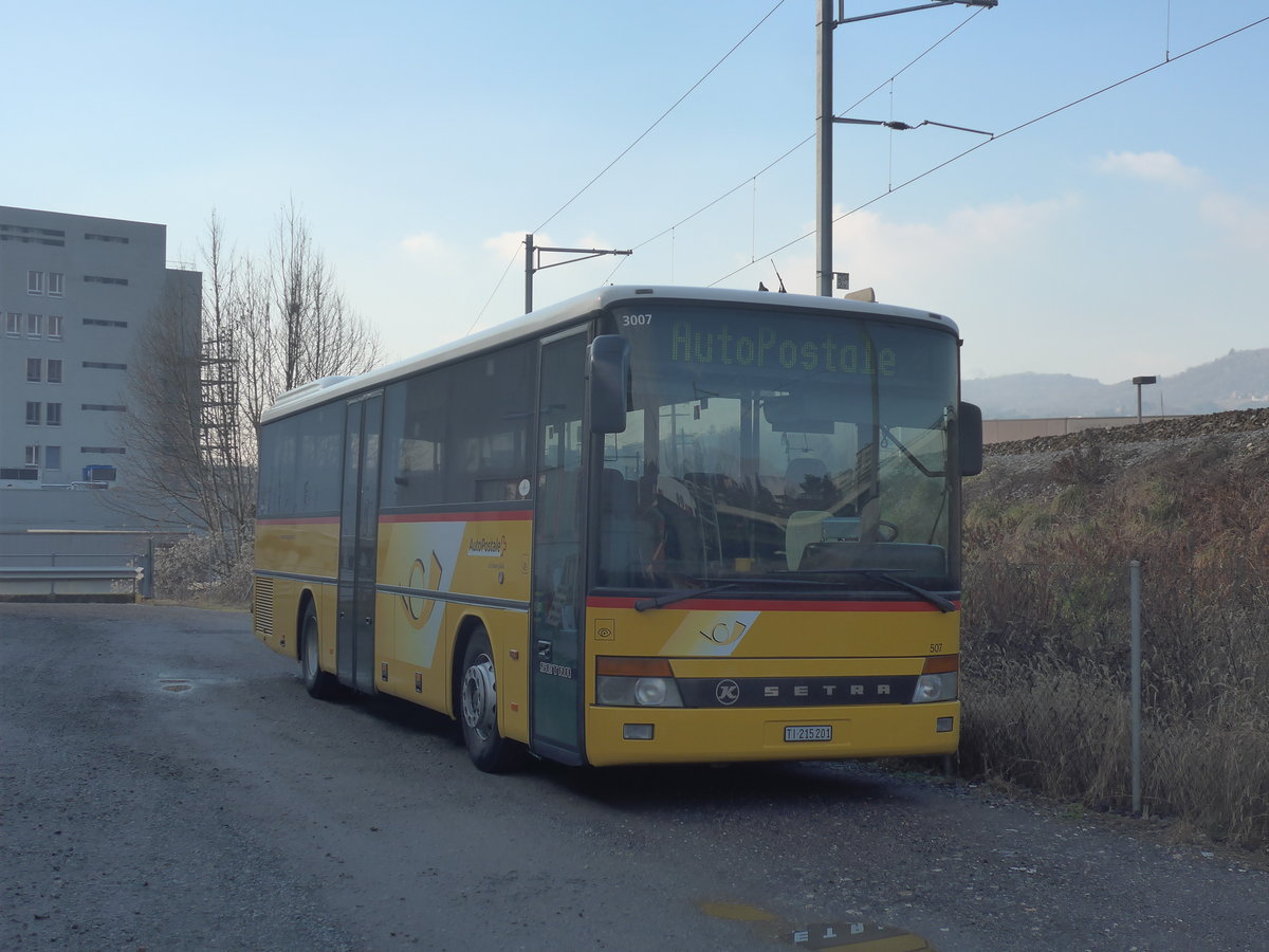 (213'860) - Autopostale, Muggio - Nr. 507/TI 215'201 - Setra (ex AutoPostale Ticino Nr. 507; ex P 25'698) am 18. Januar 2020 in Balerna, Garage