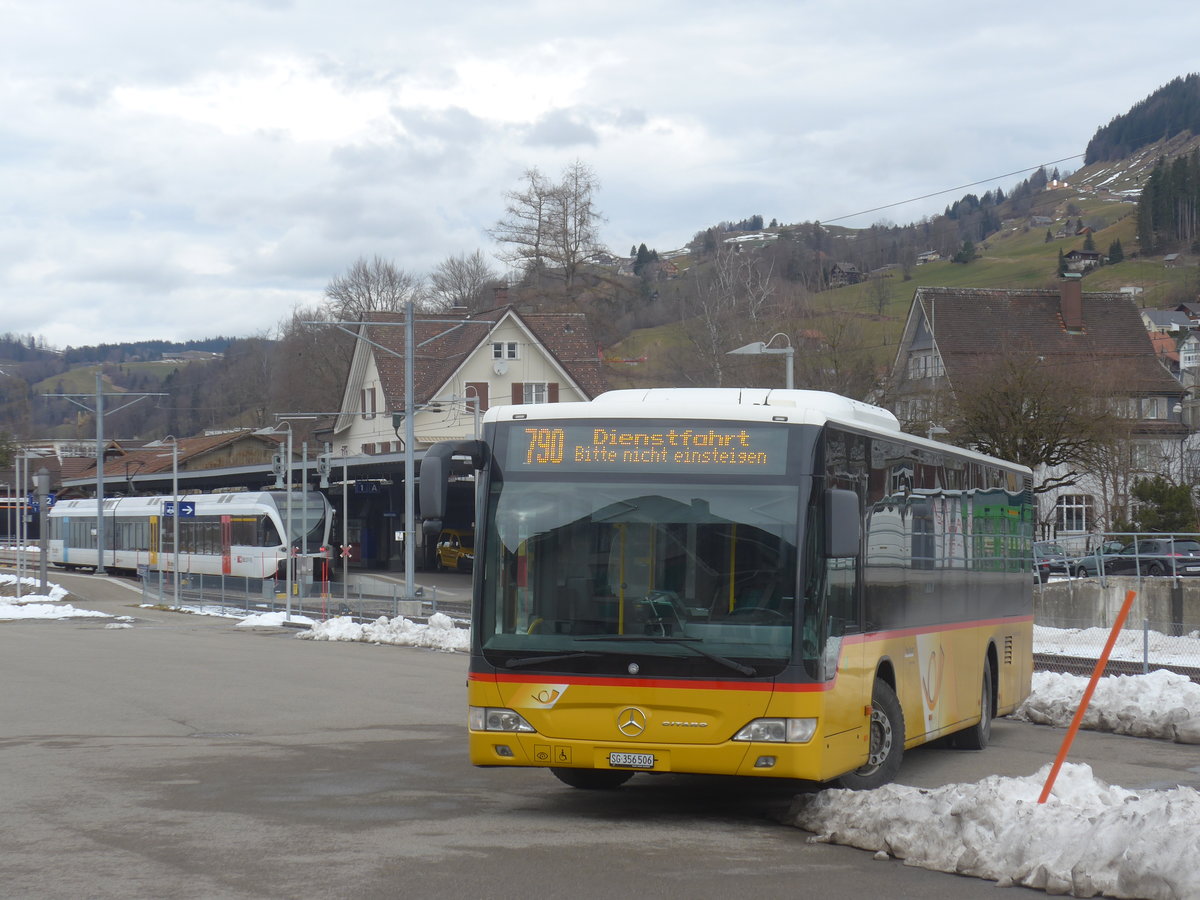 (214'042) - PostAuto Ostschweiz - SG 356'506 - Mercedes (ex Schmidt, Oberbren) am 1. Februar 2020 in Nesslau, Garage