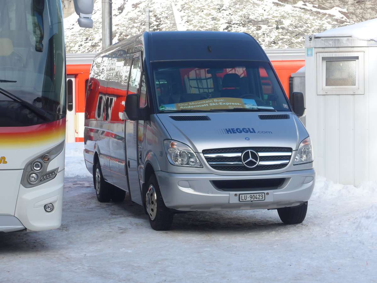 (214'144) - Heggli, Kriens - Nr. 39/LU 90'423 - Mercedes am 9. Februar 2020 beim Bahnhof Andermatt