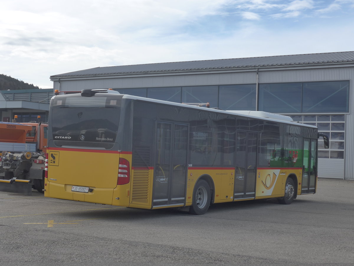 (214'315) - CarPostal Ouest - JU 65'082 - Mercedes (ex Nr. 15) am 16. Februar 2020 in Develier, Parkplatz