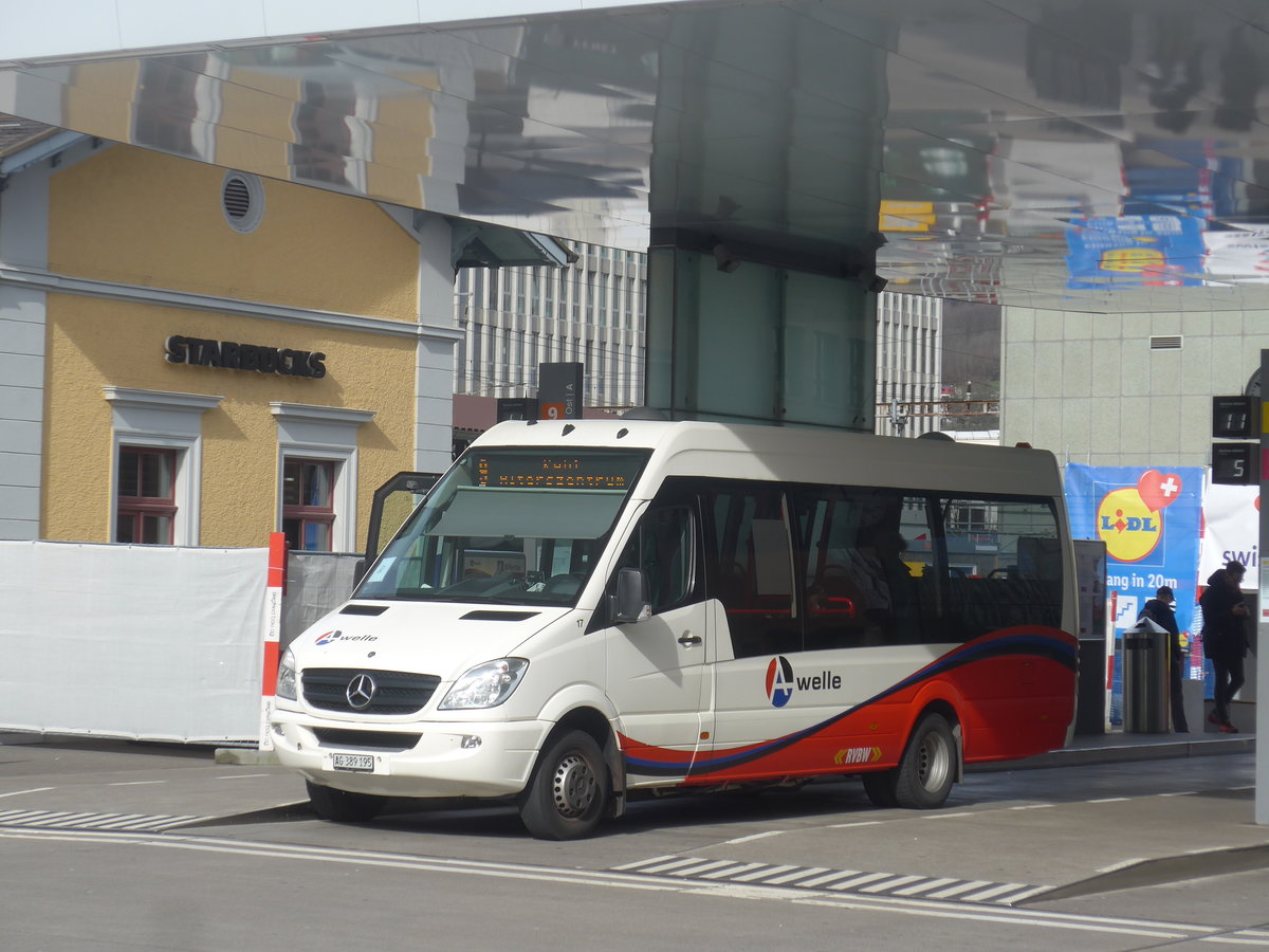 (214'628) - RVBW Wettingen - Nr. 17/AG 389'195 - Mercedes am 20. Februar 2020 beim Bahnhof Baden