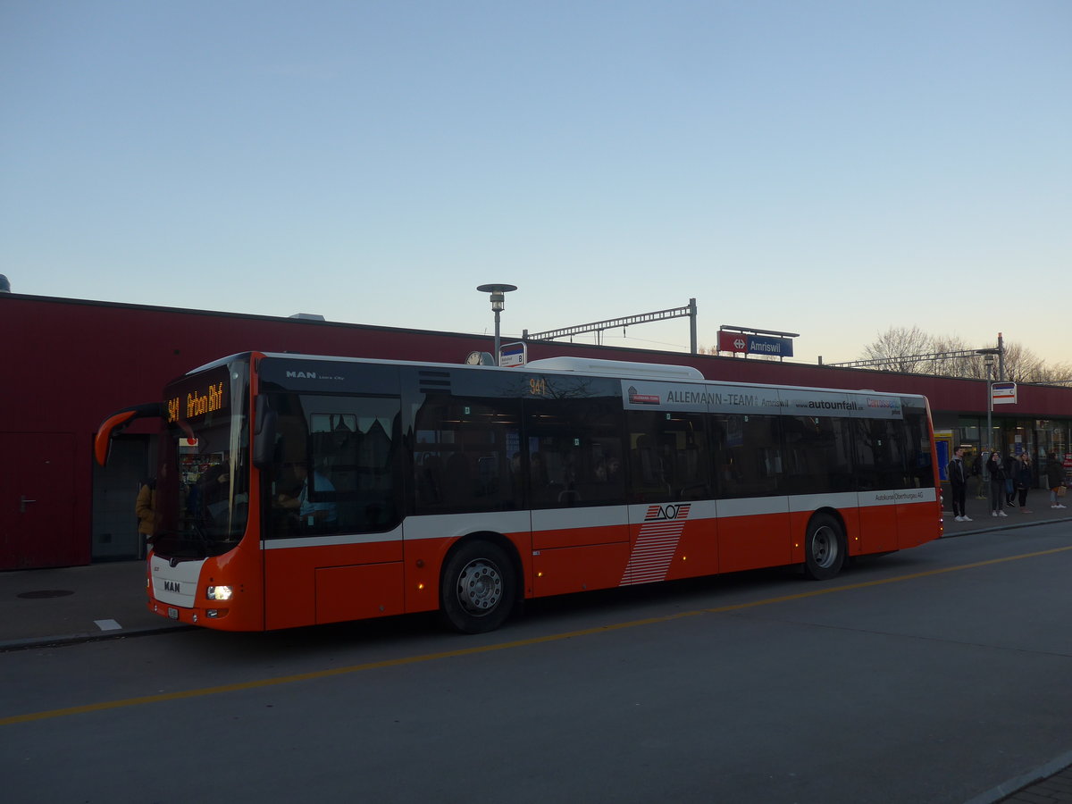 (214'699) - AOT Amriswil - Nr. 410/TG 690 - MAN am 20. Februar 2020 beim Bahnhof Amriswil