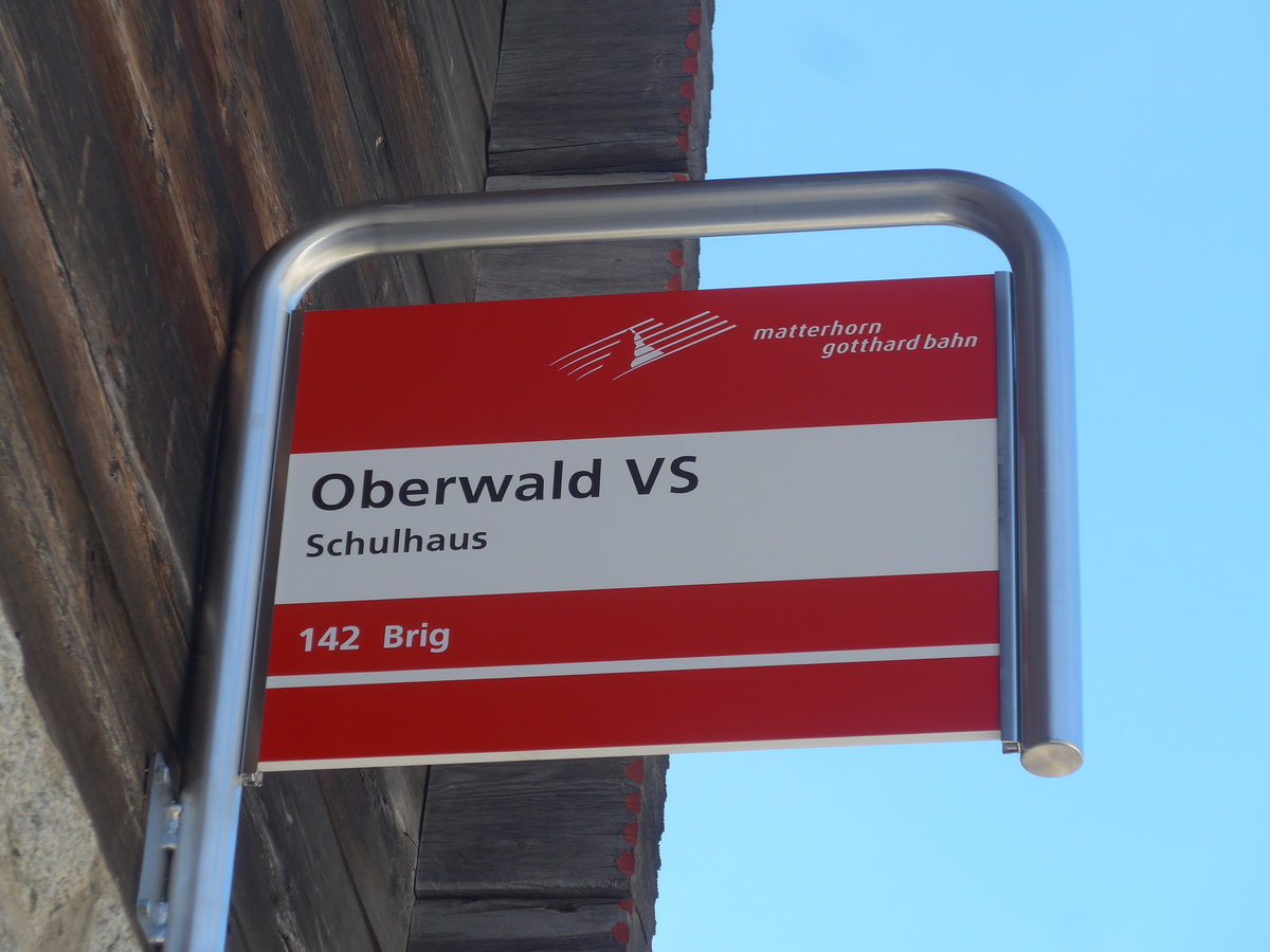 (214'764) - MGB-Haltestelle - Oberwald VS, Schulhaus - am 22. Februar 2020