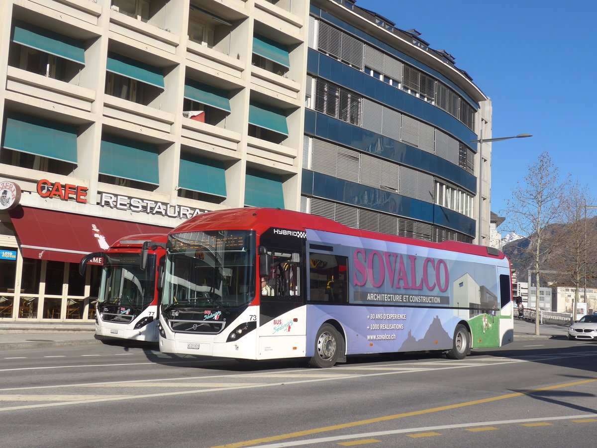 (214'803) - PostAuto Wallis - Nr. 73/VS 211'611 - Volvo (ex Lathion, Sion Nr. 73) am 22. Februar 2020 beim Bahnhof Sion