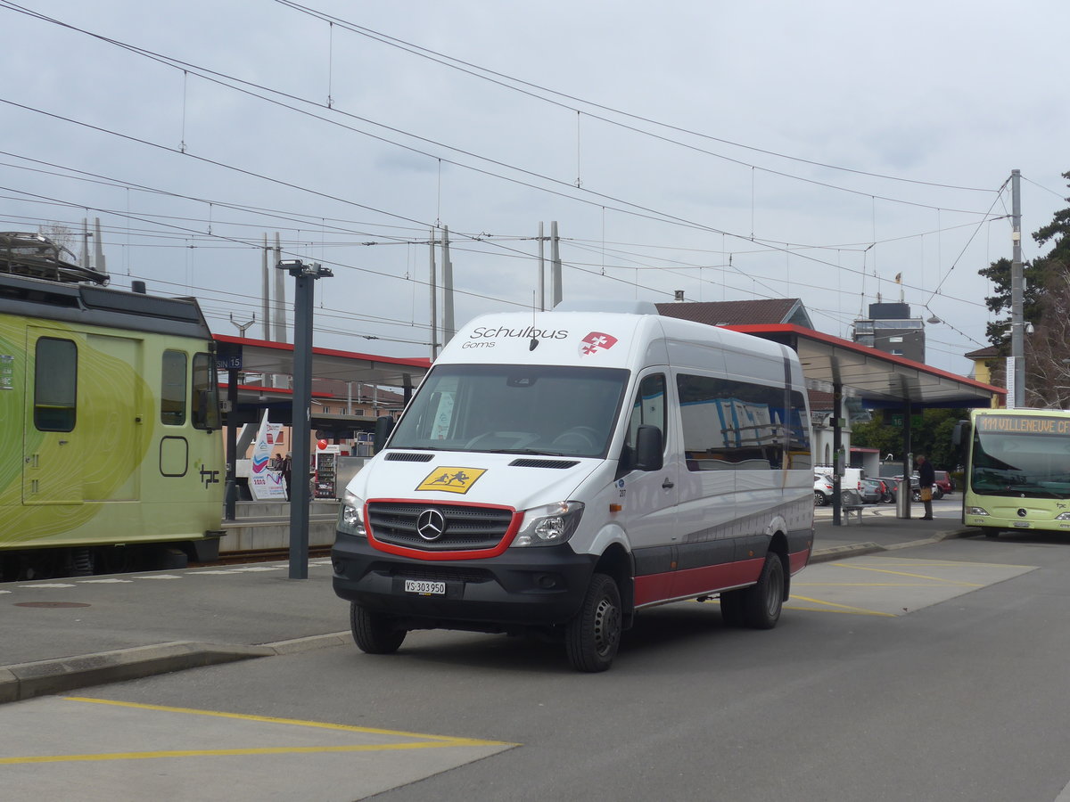 (214'896) - TPC Aigle - Nr. 207/VS 303'950 - Mercedes (ex Schule, Goms) am 29. Februar 2020 beim Bahnhof Aigle