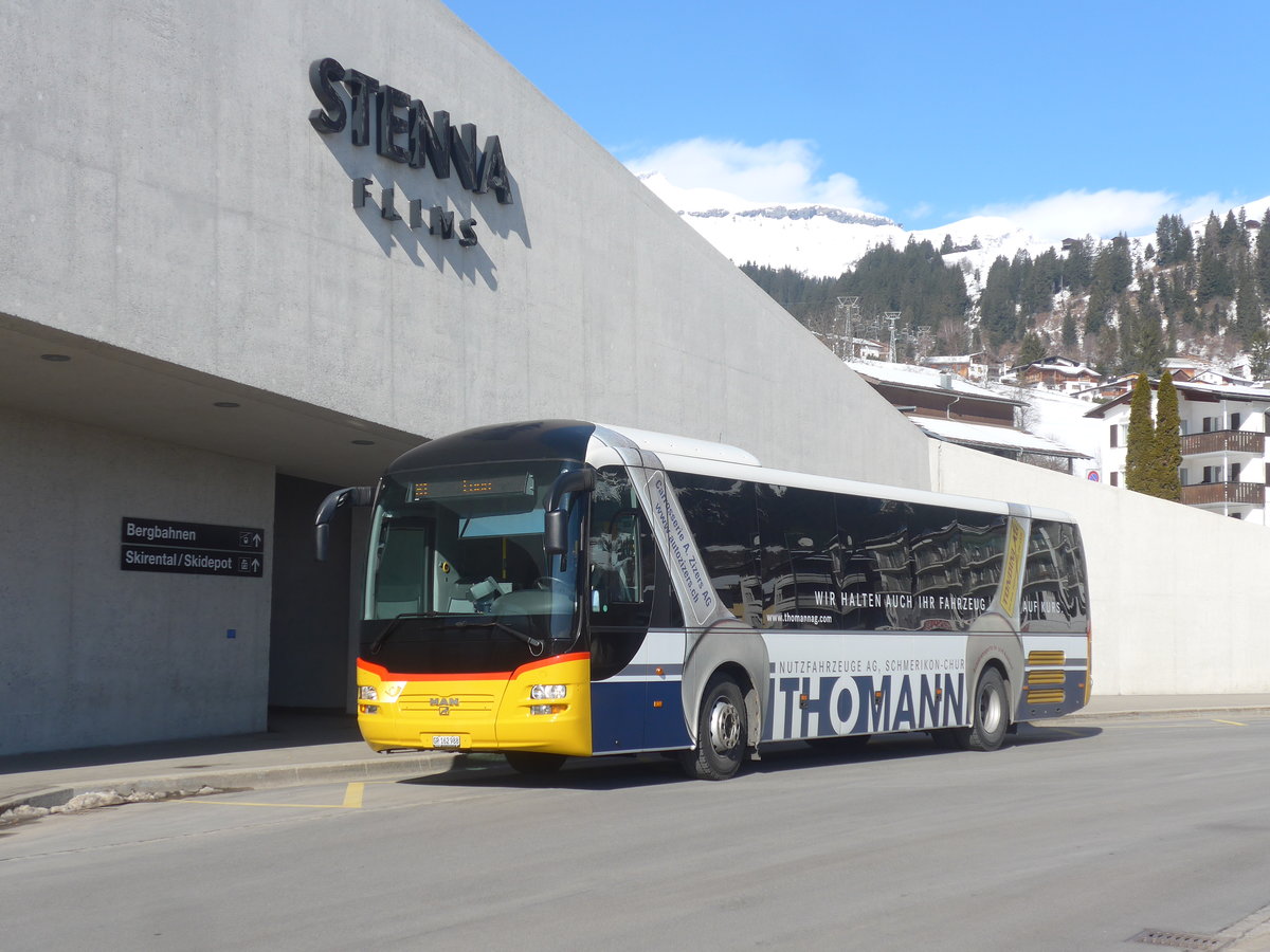 (214'959) - PostAuto Graubnden - GR 162'988 - MAN am 1. Mrz 2020 in Flims, Bergbahnen