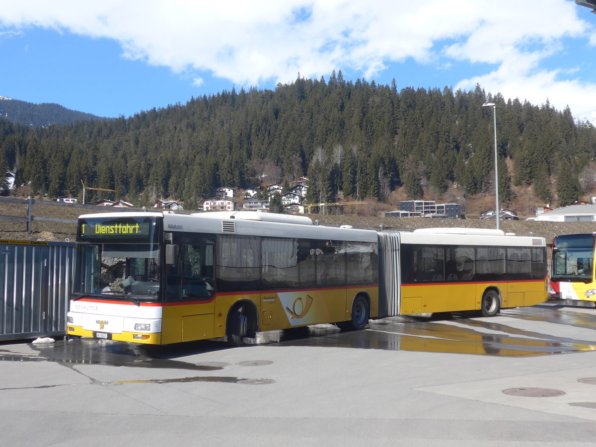 (214'996) - Stuppan, Flims - GR 80'411 - MAN (ex Steiner, Ortschwaben Nr. 20; ex Steiner, Ortschwaben Nr. 10) am 1. Mrz 2020 in Laax, Garage