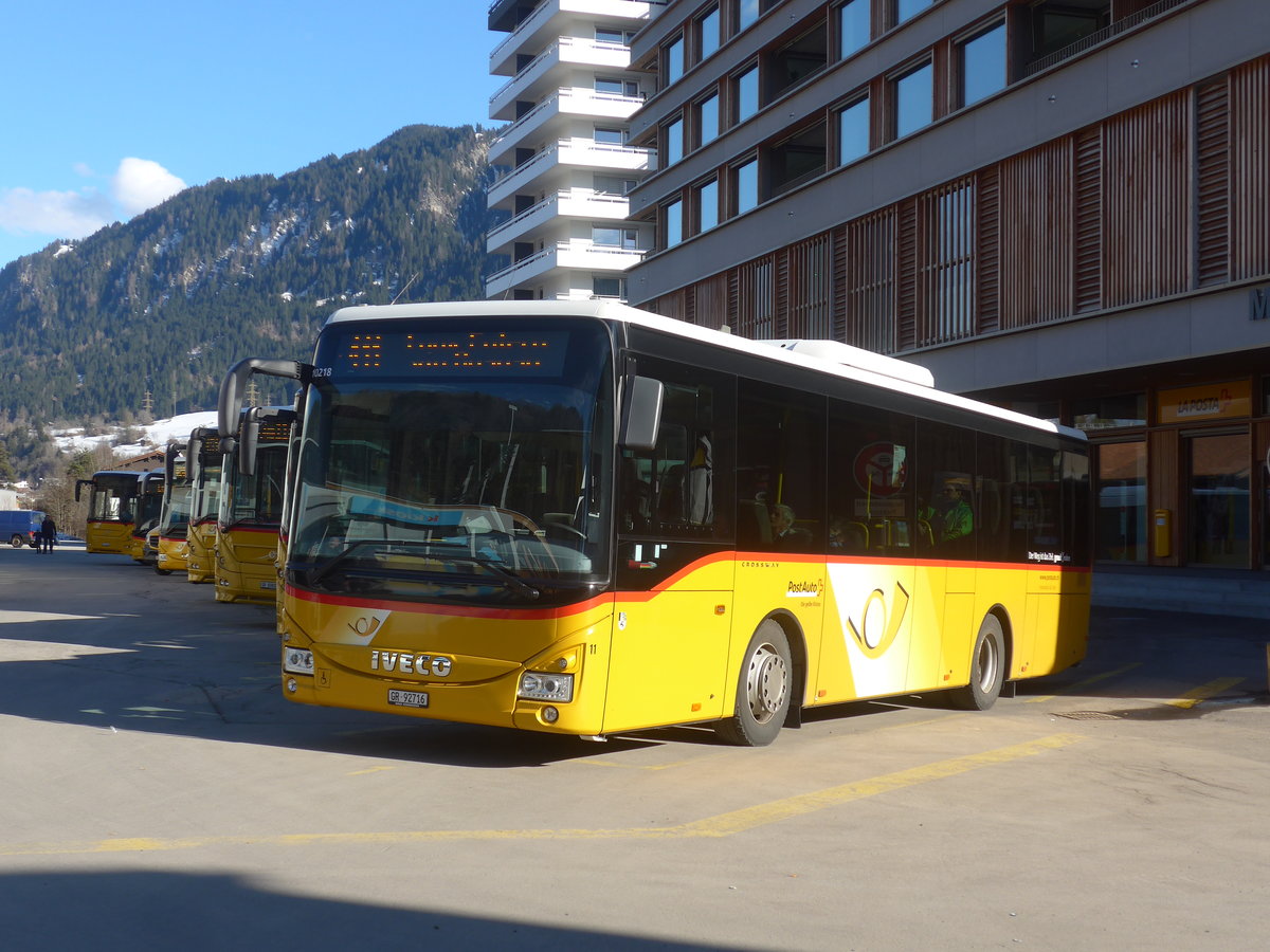 (215'017) - Fontana, Ilanz - Nr. 11/GR 92'716 - Iveco am 1. Mrz 2020 beim Bahnhof Ilanz