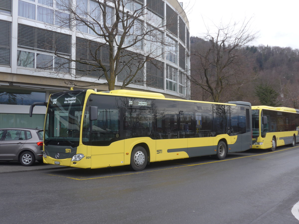 (215'059) - STI Thun - Nr. 501/BE 408'501 - Mercedes am 2. Mrz 2020 bei der Schifflndte Thun