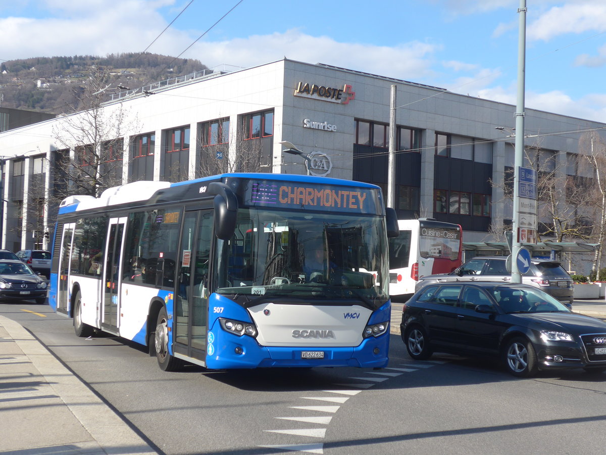 (215'173) - VMCV Clarens - Nr. 507/VD 622'634 - Scania am 14. Mrz 2020 beim Bahnhof Vevey