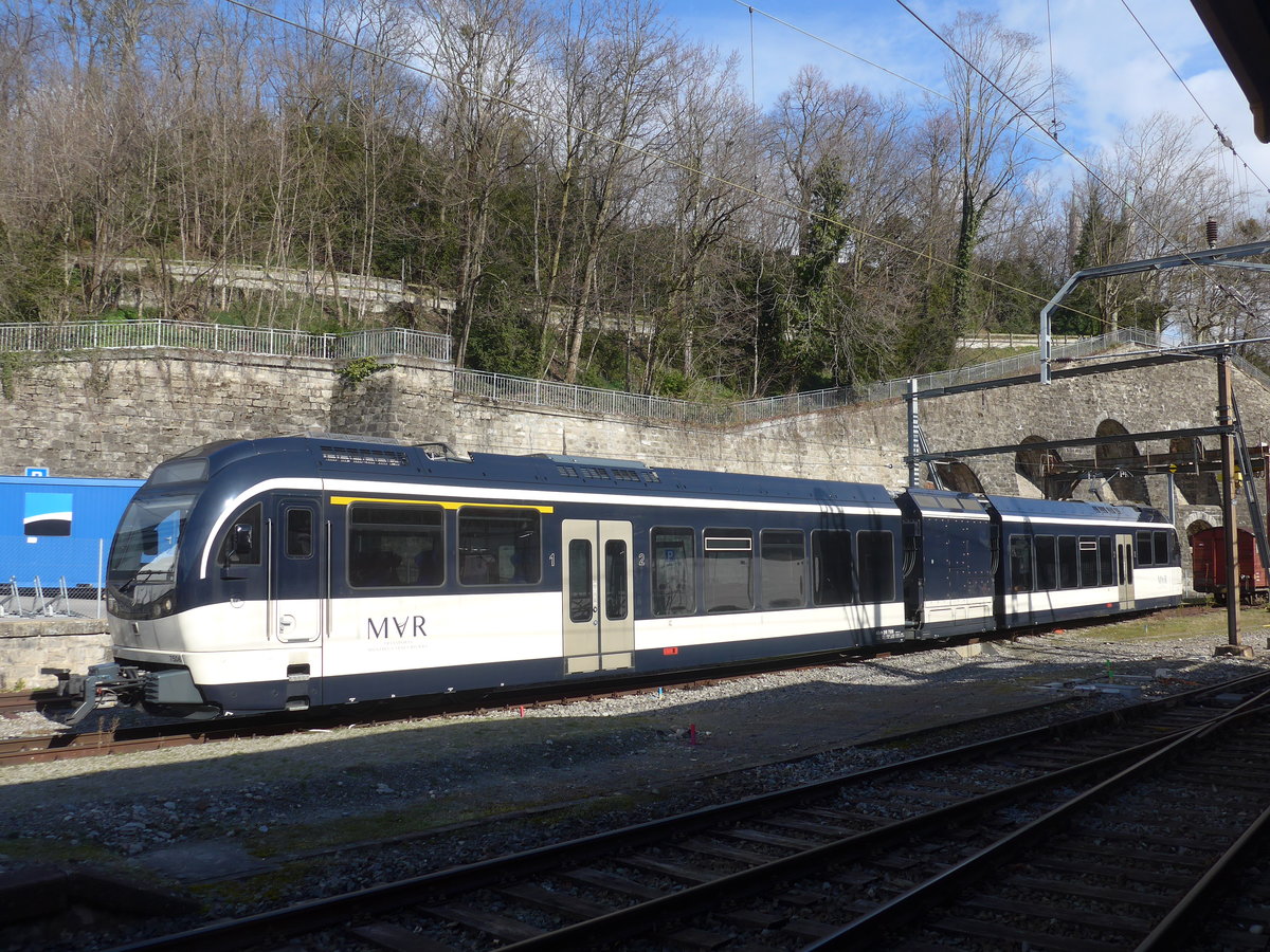 (215'178) - MVR-Pendelzug - Nr. 7506 - am 14. M�rz 2020 im Bahnhof Vevey