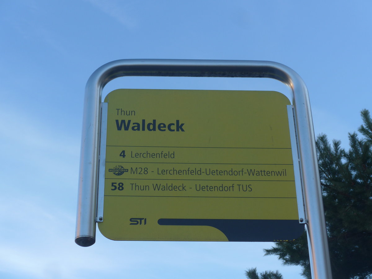 (215'189) - STI-Haltestelle - Thun, Waldeck - am 15. M�rz 2020
