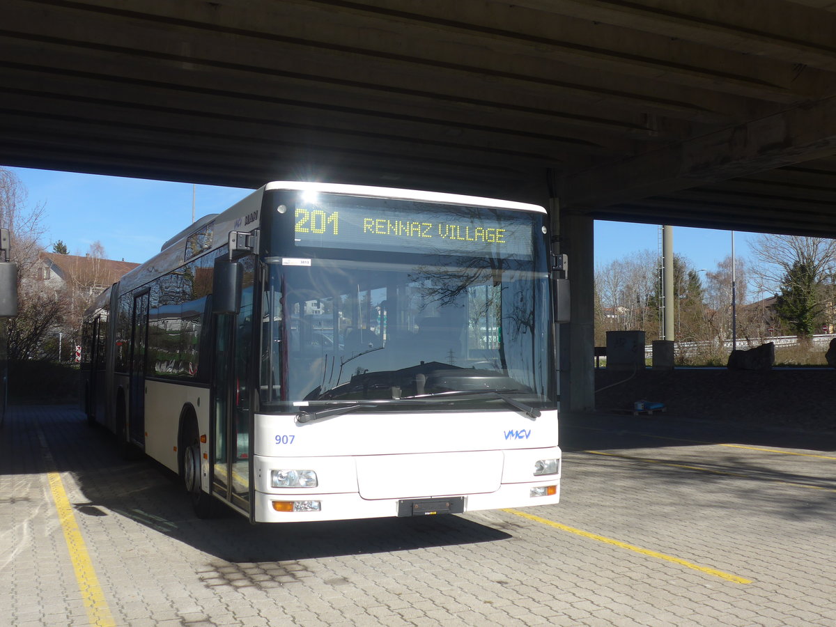 (215'259) - VMCV Clarens - Nr. 907 - MAN (ex PostAuto Zrich Nr. 164; ex PostAuto Zrich Nr. 26) am 15. Mrz 2020 in Kerzers, Murtenstrasse