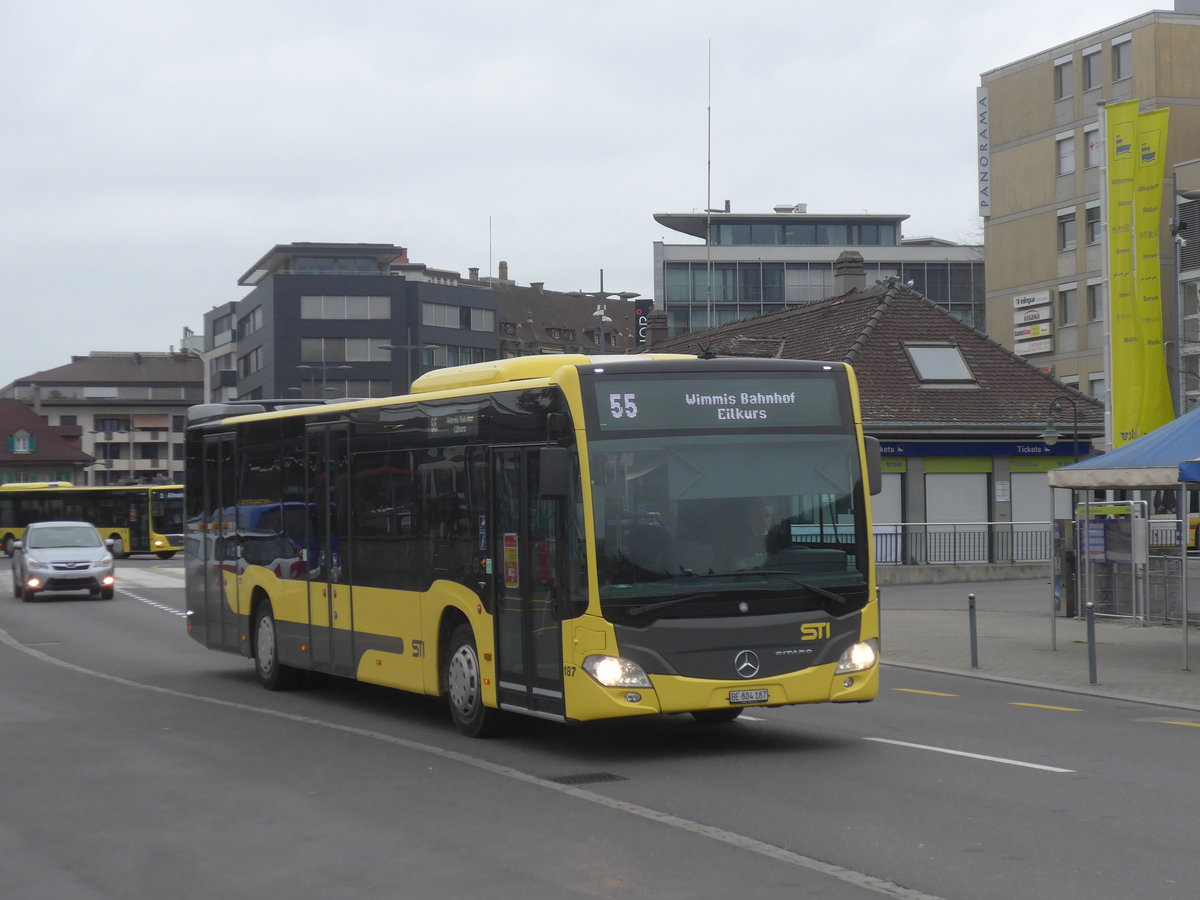 (215'361) - STI Thun - Nr. 187/BE 804'187 - Mercedes am 22. Mrz 2020 beim Bahnhof Thun