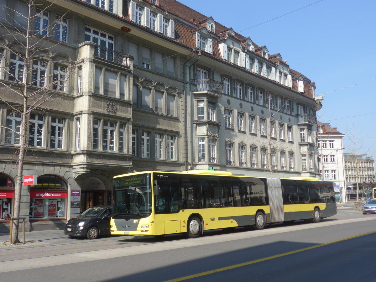 (215'646) - STI Thun - Nr. 146/BE 801'146 - MAN am 28. Mrz 2020 in Thun, Bahnhofstrasse