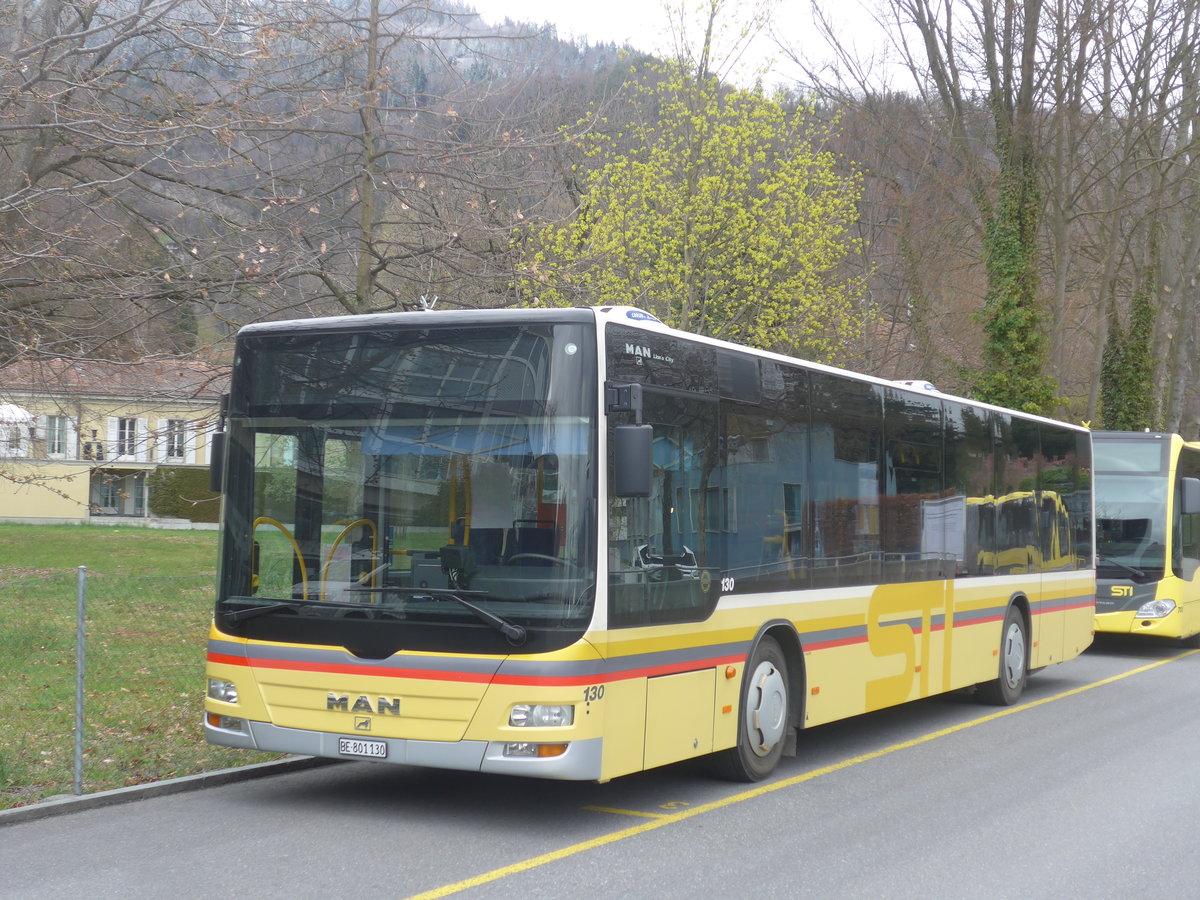 (215'681) - STI Thun - Nr. 130/BE 801'130 - MAN am 30. Mrz 2020 bei der Schifflndte Thun