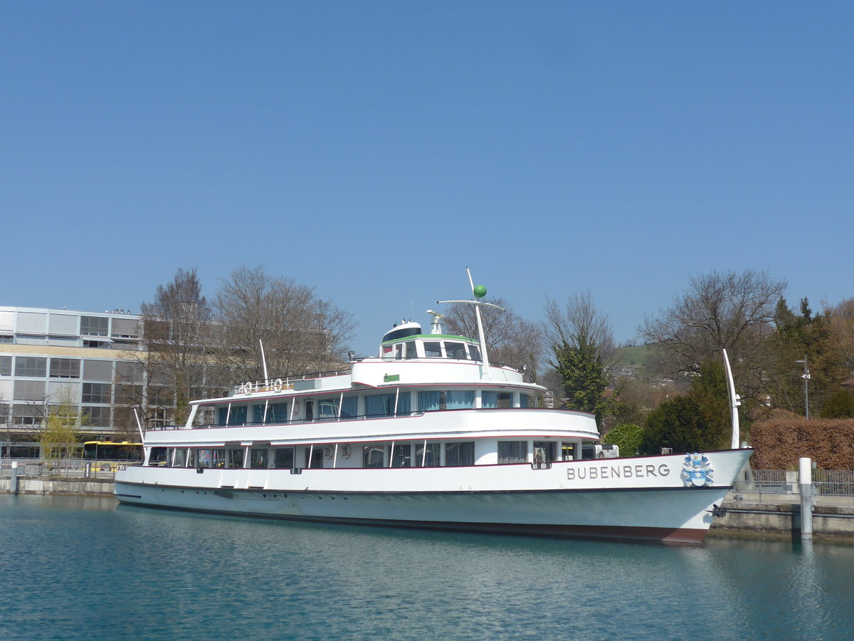 (215'788) - Motorschiff Bubenberg am 2. April 2020 an der Schiffl�ndte Thun