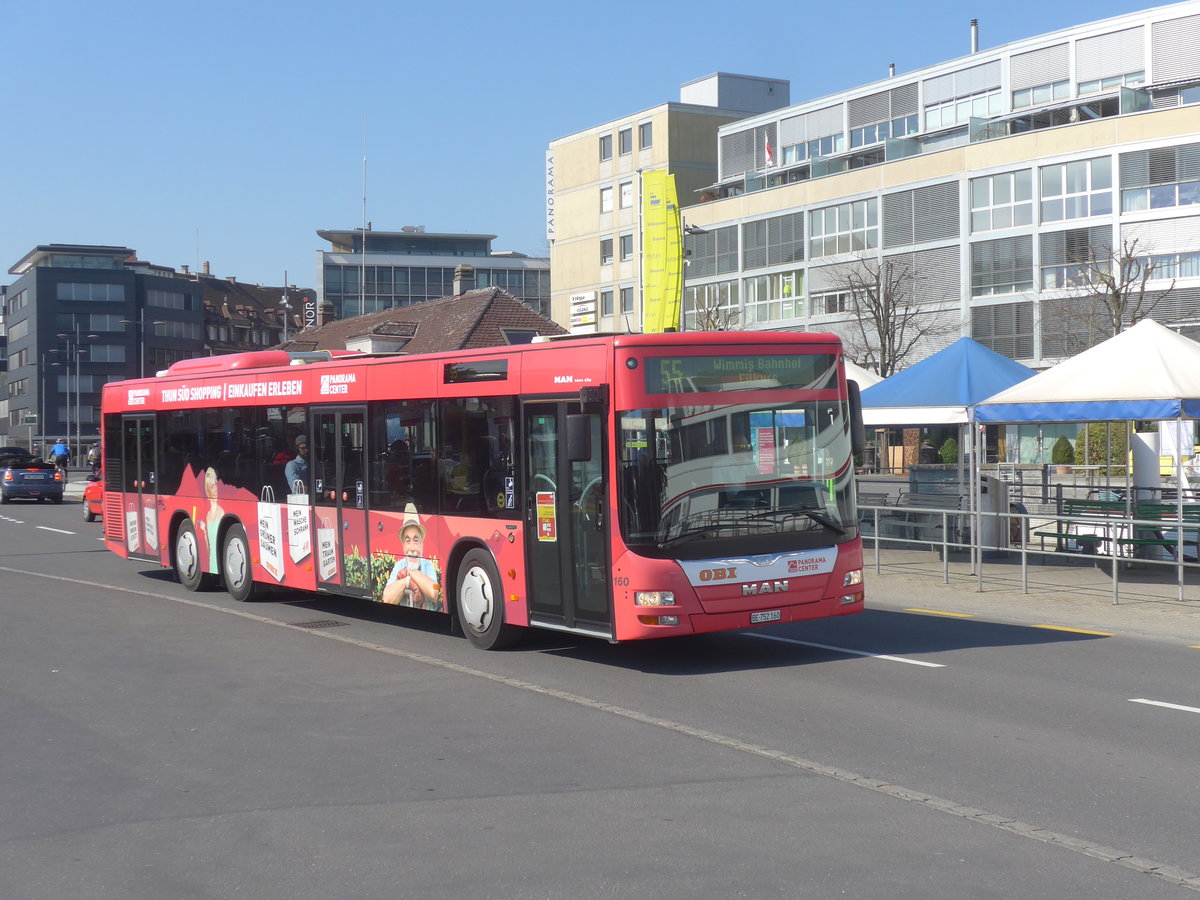 (215'822) - STI Thun - Nr. 160/BE 752'160 - MAN am 4. April 2020 beim Bahnhof Thun